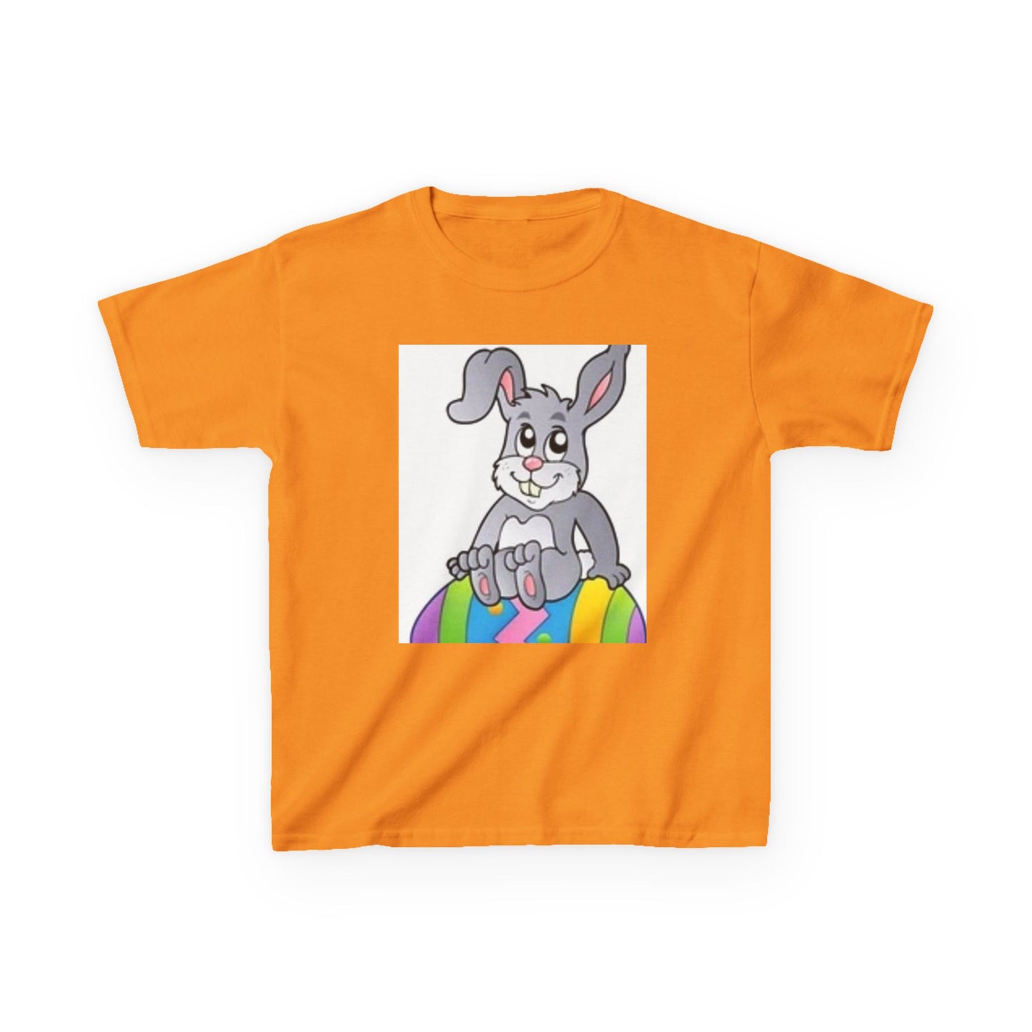 Colorful Bunny Kids Heavy Cotton Tee - Fun Spring T-Shirt for Easter Celebrations