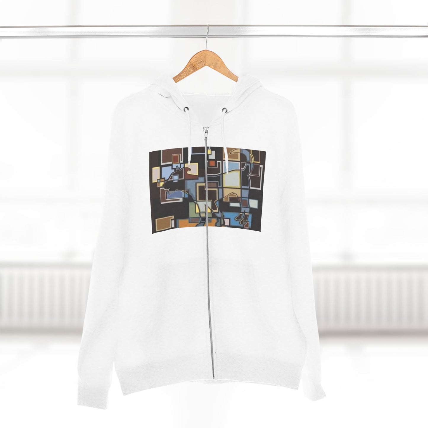 Artistic Unisex Zip Hoodie - Colorful Abstract Design