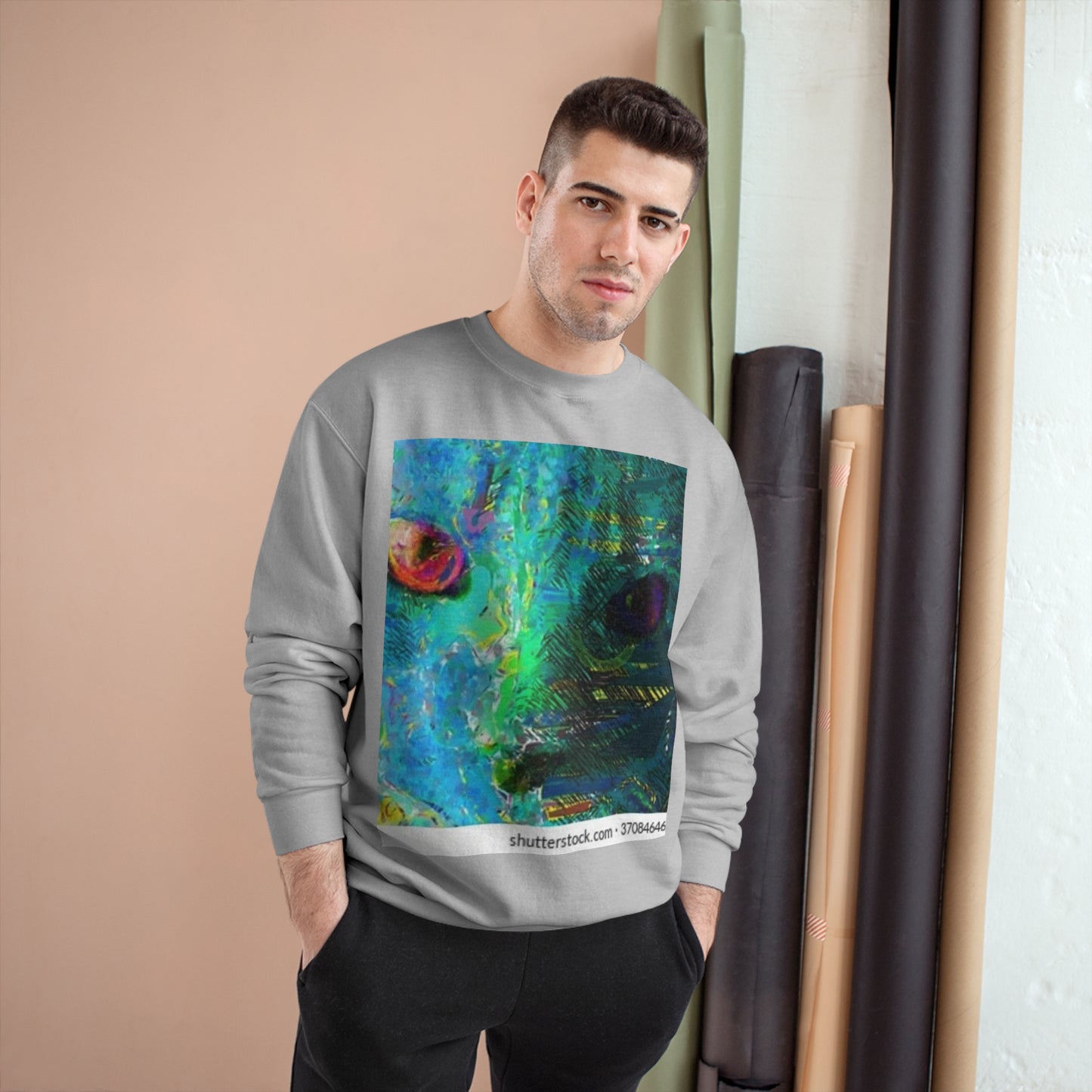 Vibrant Artistic Champion Sweatshirt with Eye Design