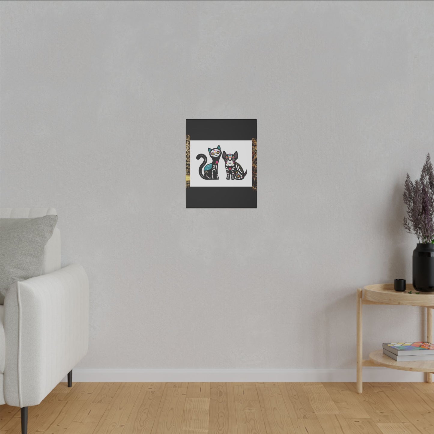 Day of the Dead Pet Canvas Art - Colorful Cat and Dog Wall Decor