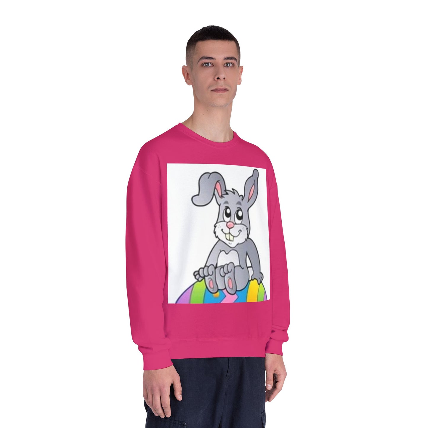 Cozy Rabbit Graphic Crewneck Sweatshirt - Perfect for Spring Celebrations