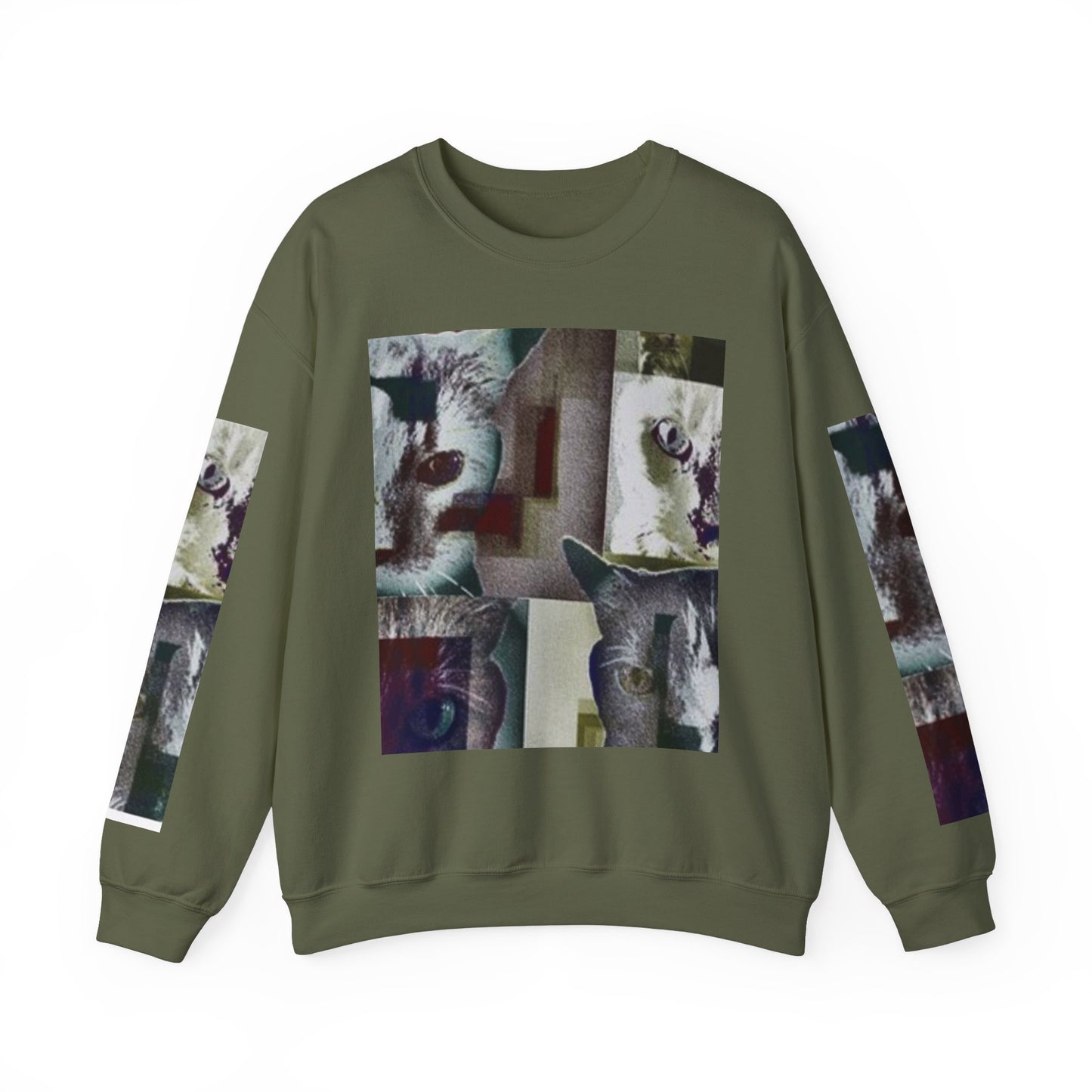 Cozy Cat Lover Crewneck Sweatshirt - Artistic Feline Design