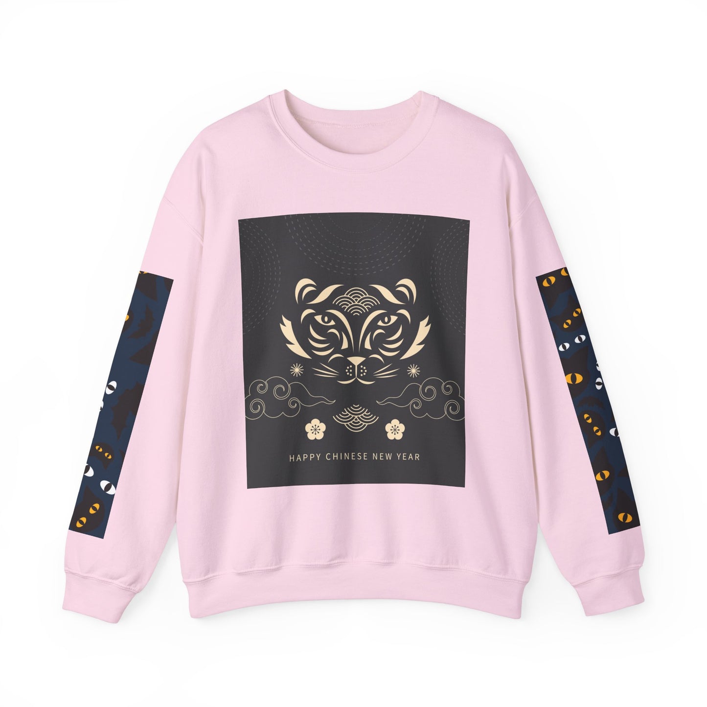 Halloween-Themed Unisex Crewneck Sweatshirt with Spooky Eyes and Bird Design