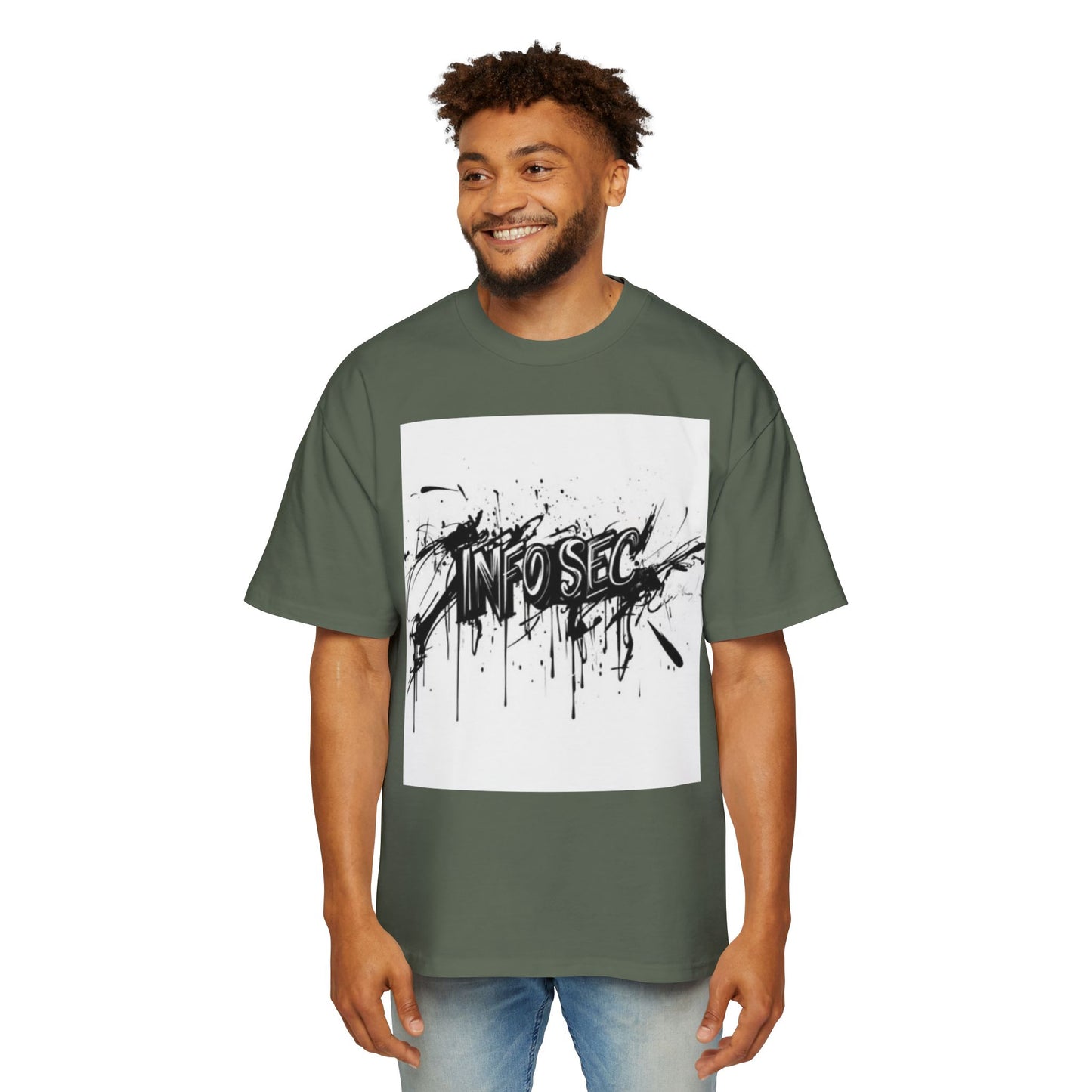 Men's Oversized Info Sec Tee - Urban Streetwear Graphic T-Shirt