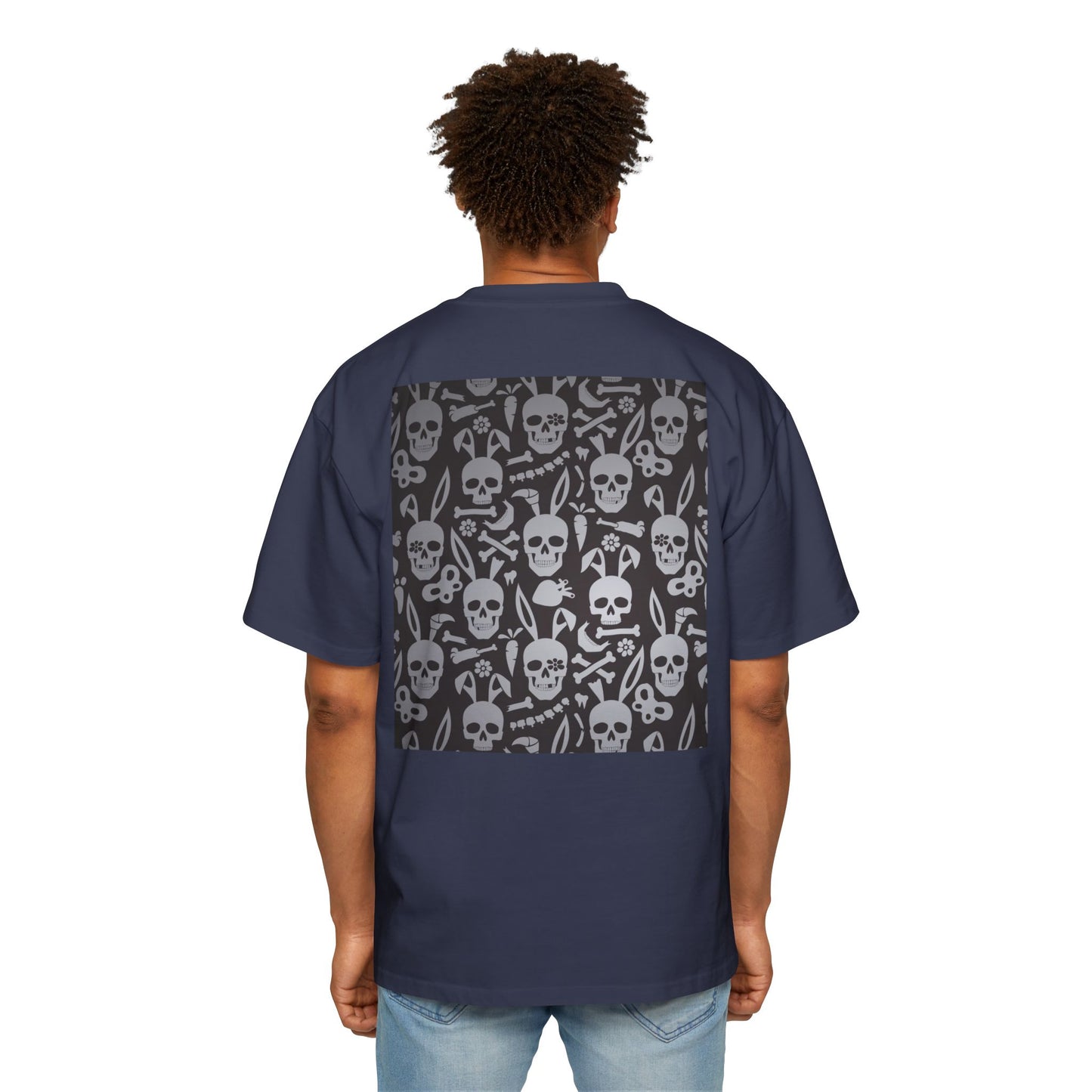 Men's Heavy Oversized Tee - Bold Eagle and Skull Print