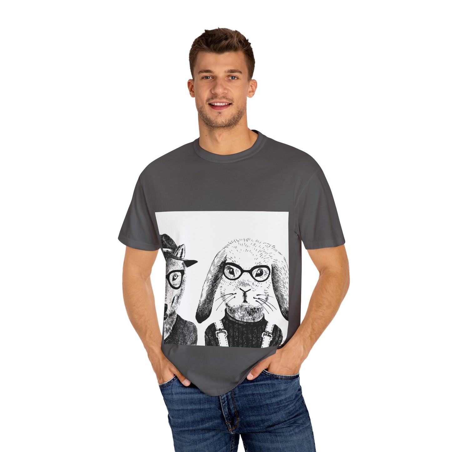 Whimsical Animals Graphic T-Shirt - Cool Fox & Panda Design