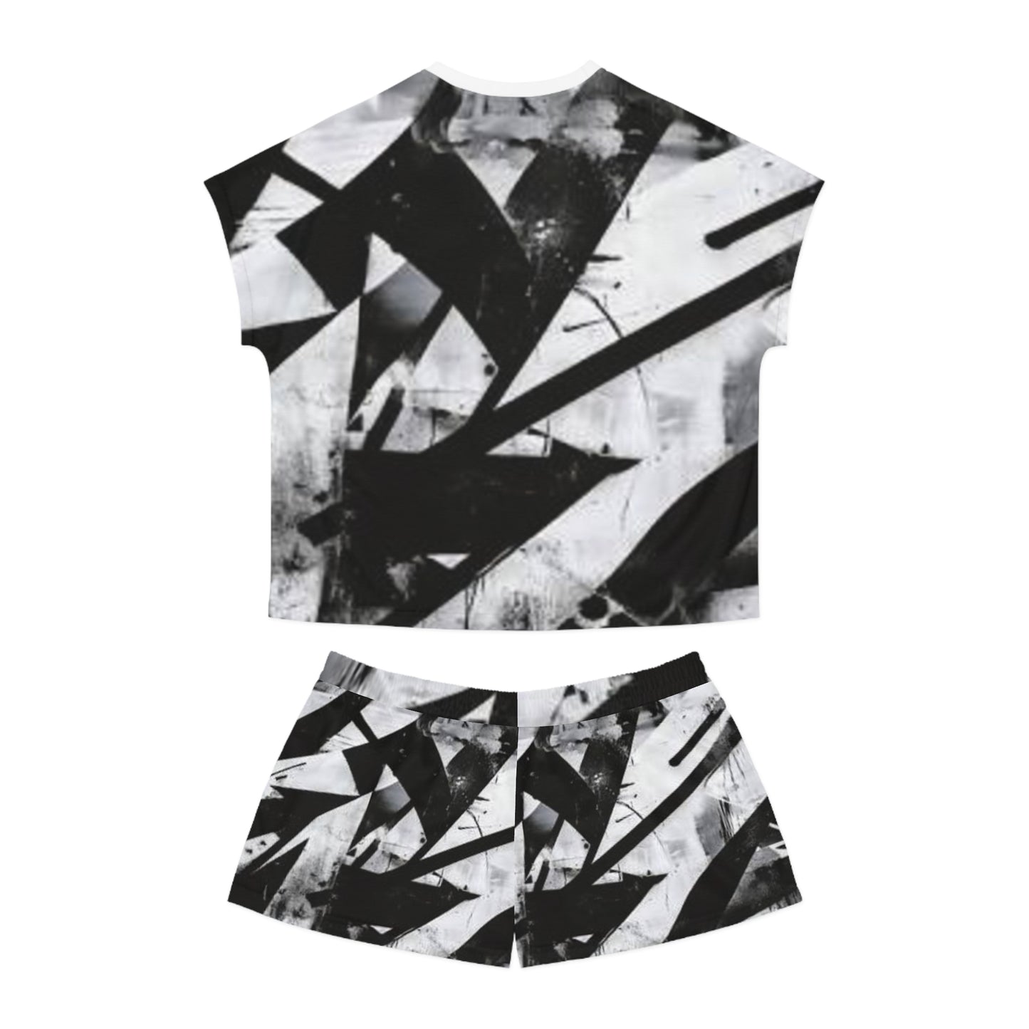 Chic Abstract Women's Pajama Set - Modern Black & White Style