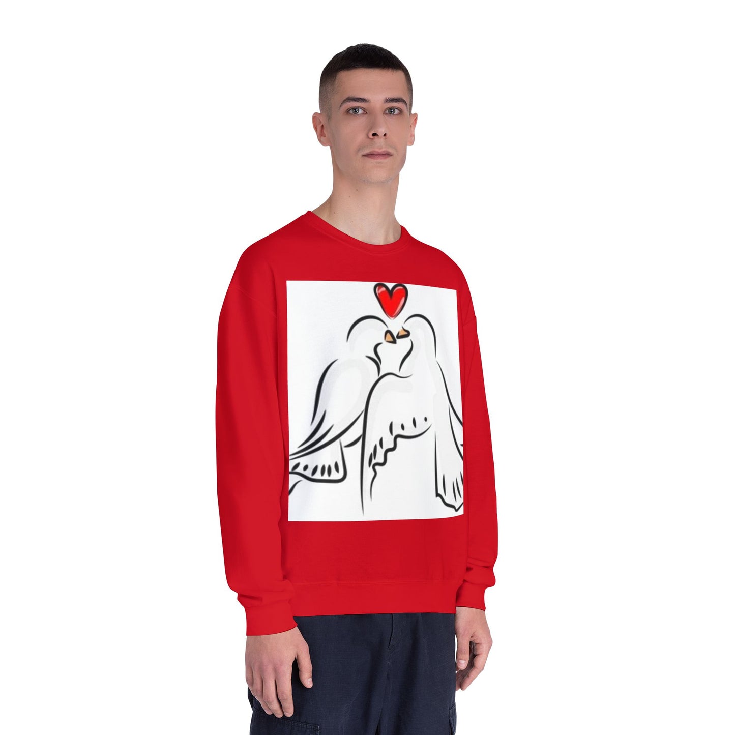 Love Birds Crewneck Sweatshirt - Soft White Unisex Pullover for Couples