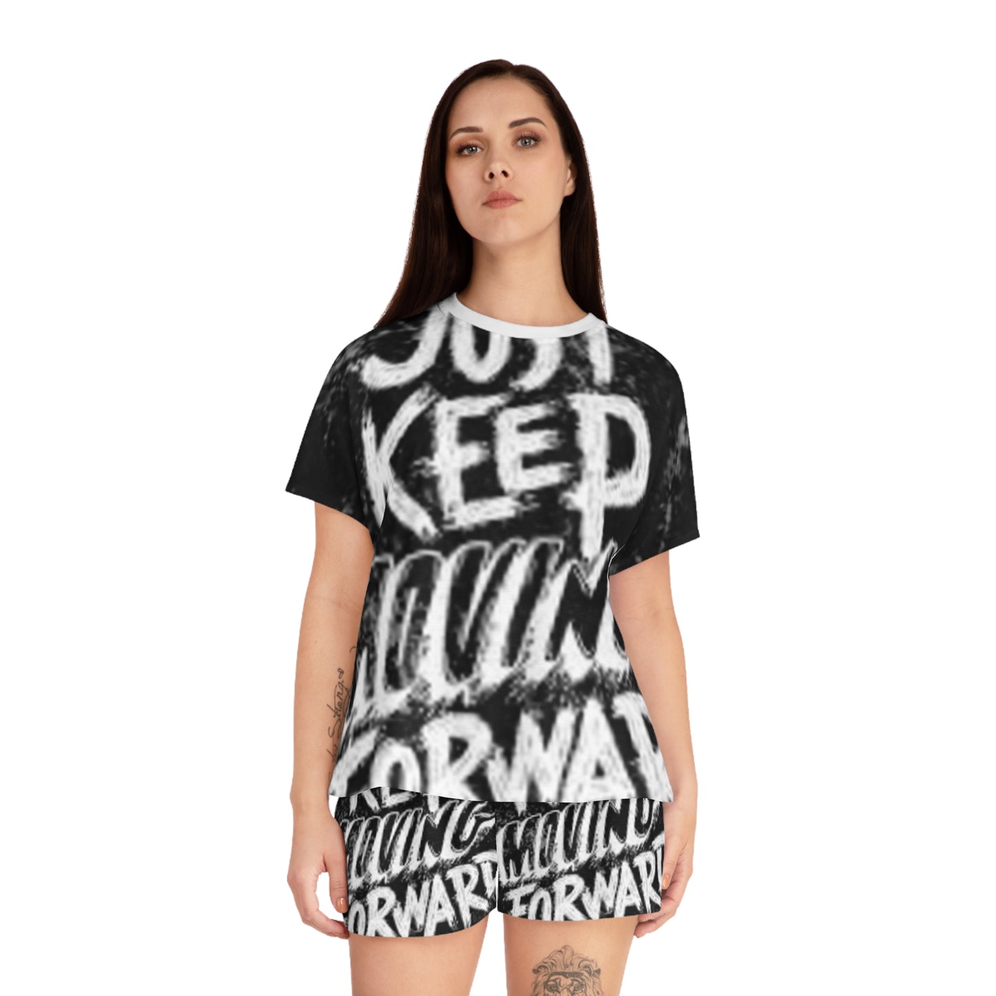 Motivational Women's Short Pajama Set - Just Keep Moving Forward