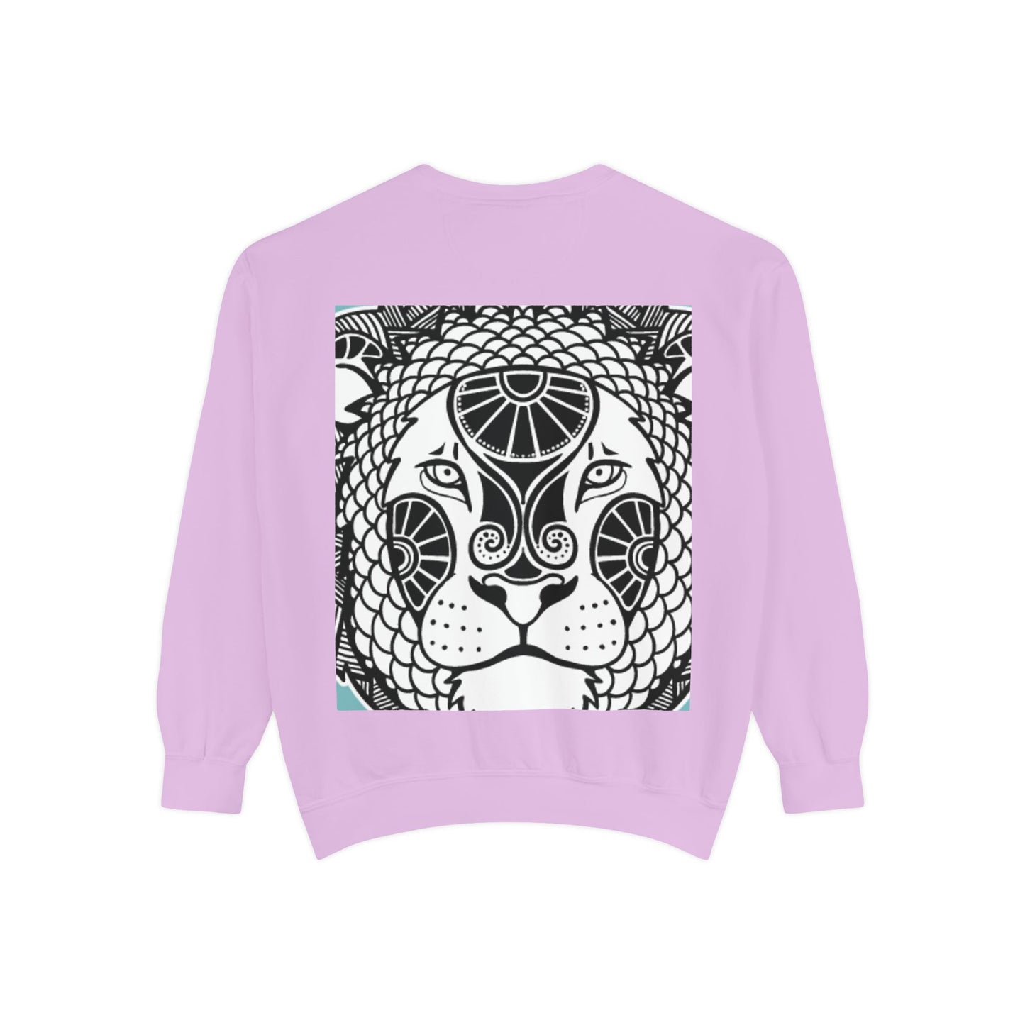 Bohemian Lion Unisex Garment-Dyed Sweatshirt - Cozy & Stylish Animal Graphic Tee for Nature Lovers