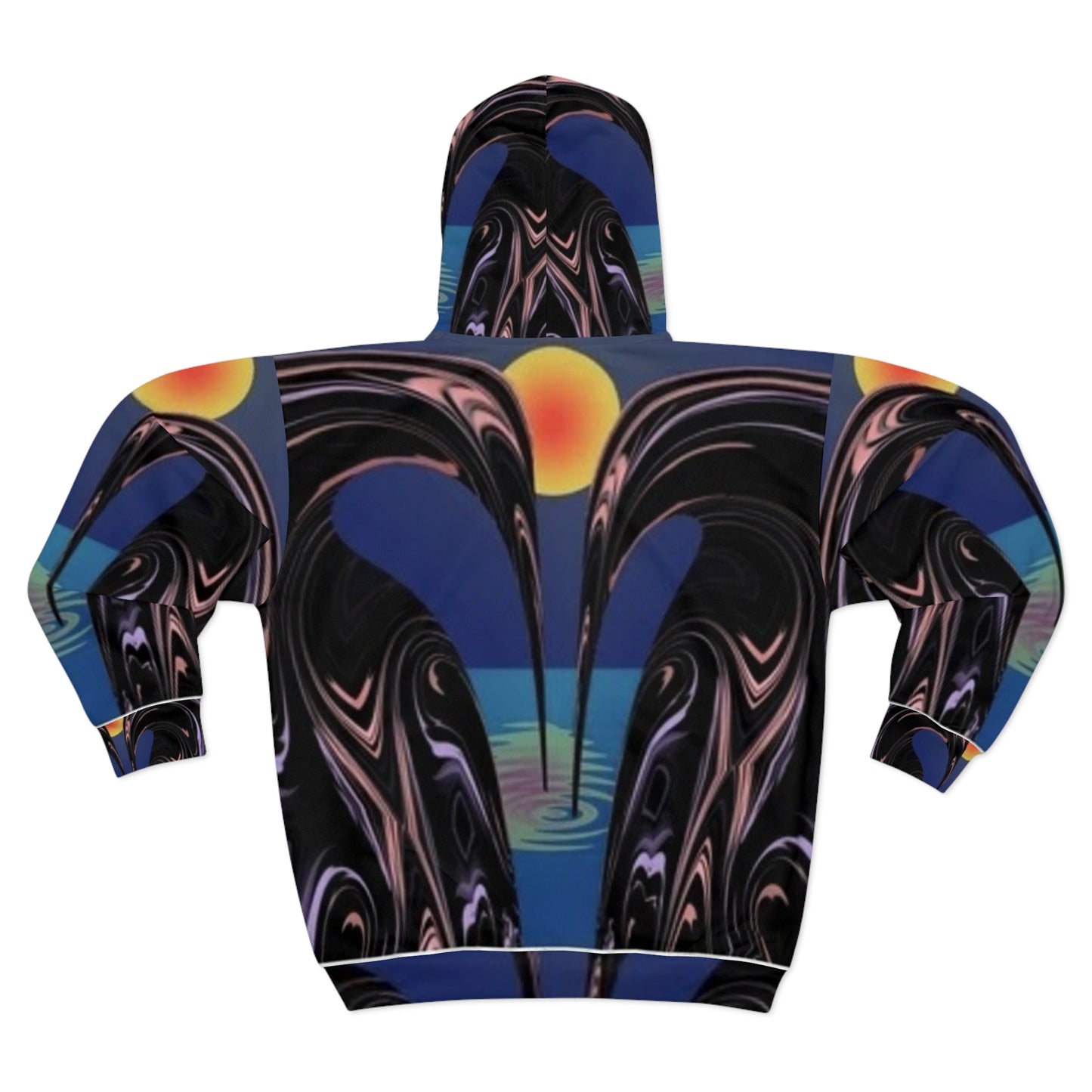 Abstract Art Unisex Zip Hoodie - Colorful Sunset Design