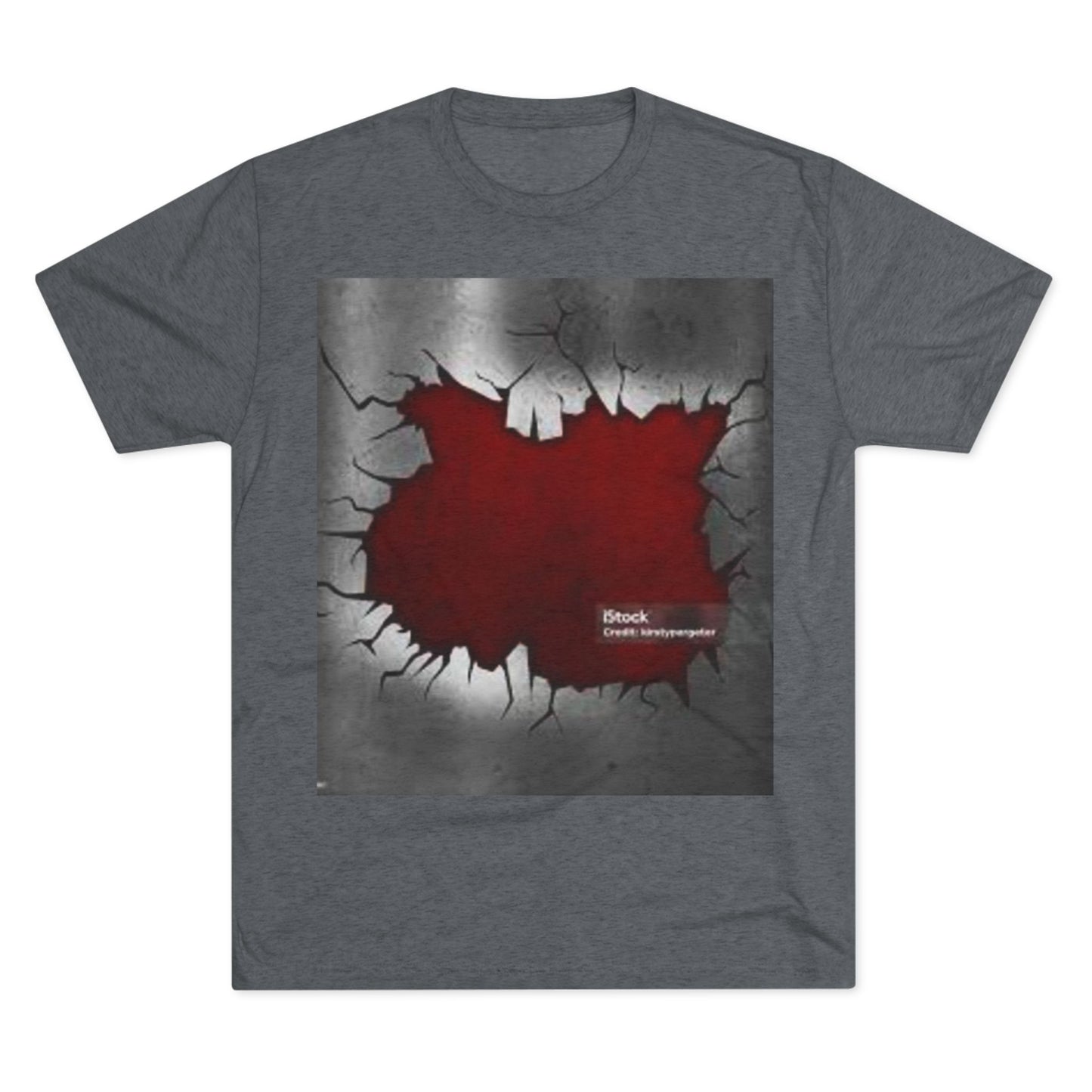 Bold Graphic Unisex Tri-Blend Crew Tee - Edgy Cracked Wall Design