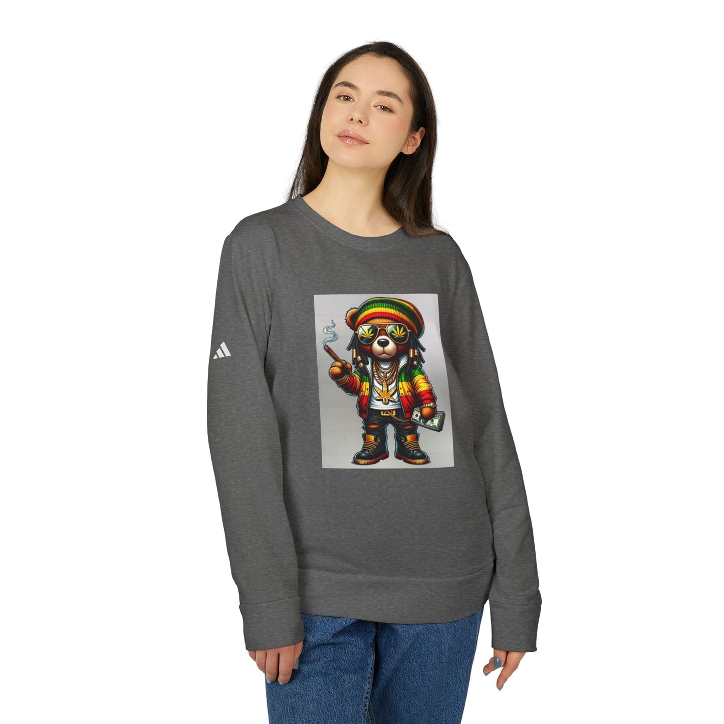 Rasta Bear Fleece Crewneck Sweatshirt - Unisex Chill Vibe