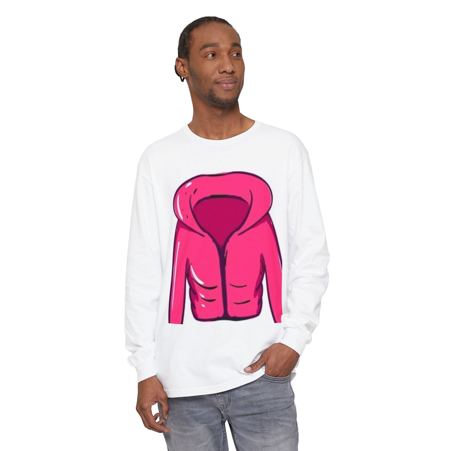 Unisex Garment-Dyed Long Sleeve T-Shirt - Cute Hoodie Print for Casual Wear