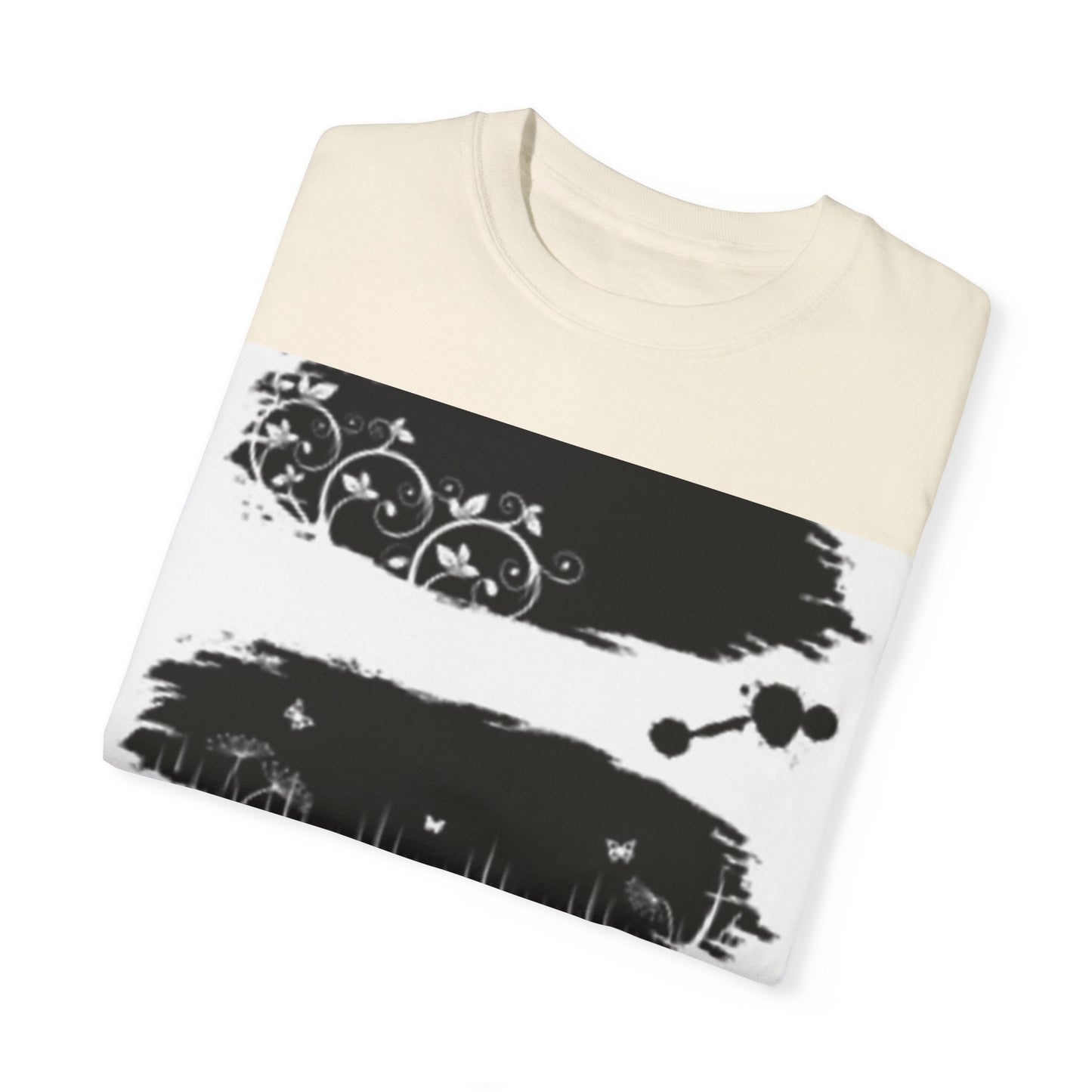 Artistic Unisex Garment-Dyed T-Shirt with Floral Design