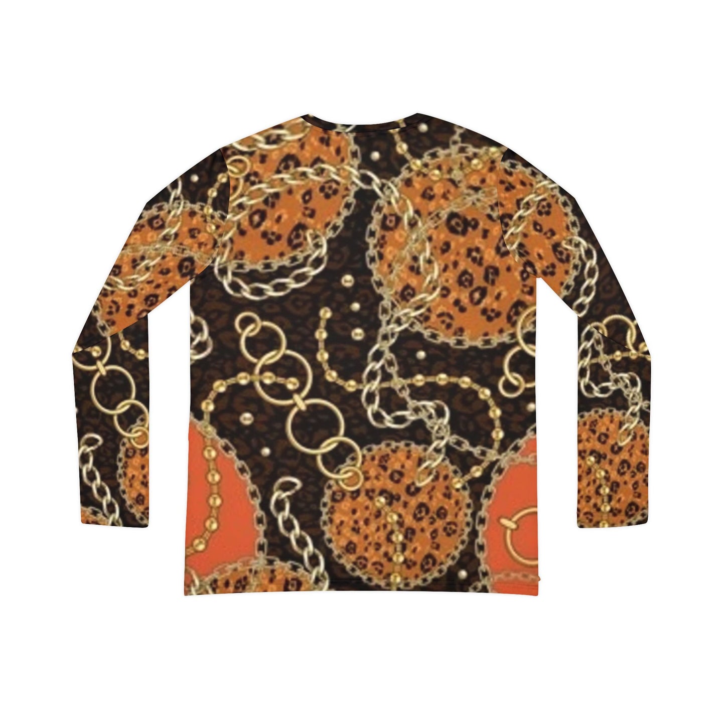 Chic Women's Long Sleeve V-Neck Shirt with Leopard Print & Gold Chain Design