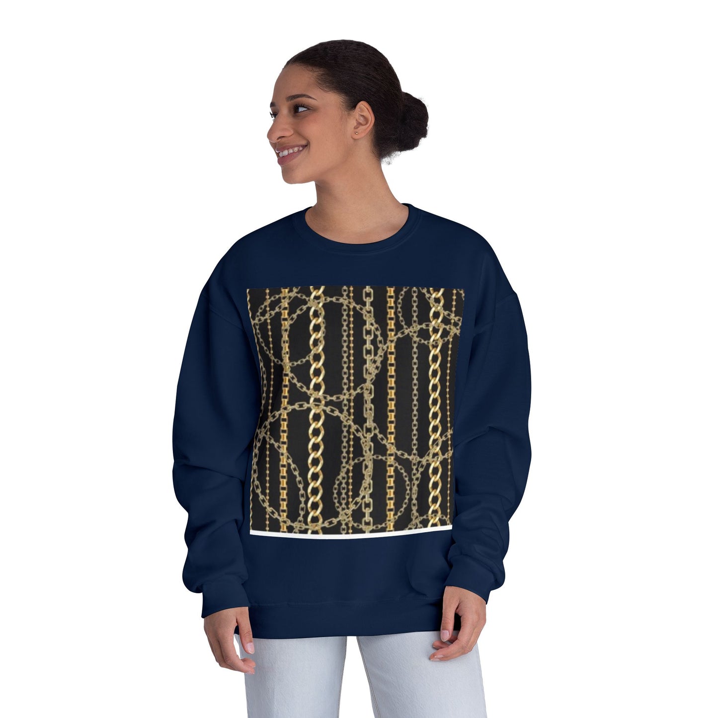 Chic Chain Pattern Unisex Crewneck Sweatshirt - Fashionable & Comfortable