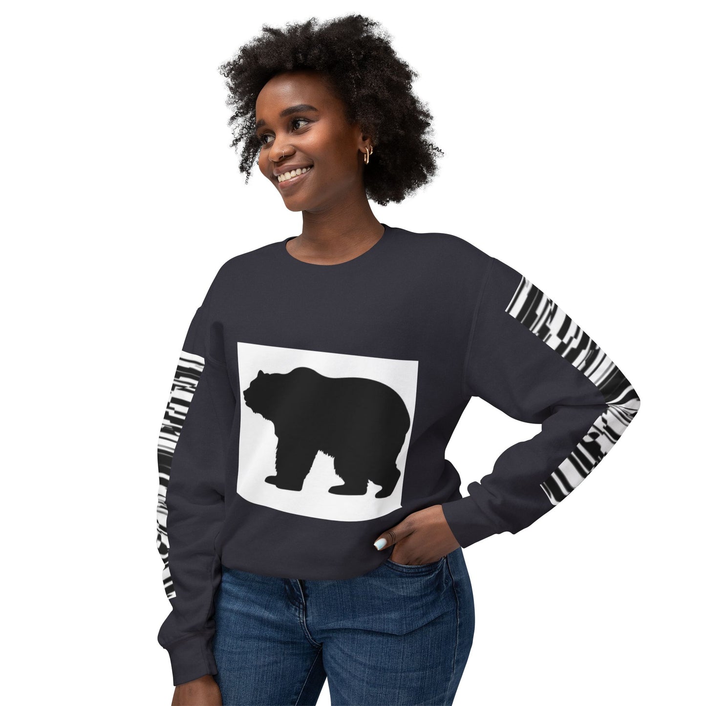 Stylish Bear Graphic Unisex Lightweight Crewneck Sweatshirt