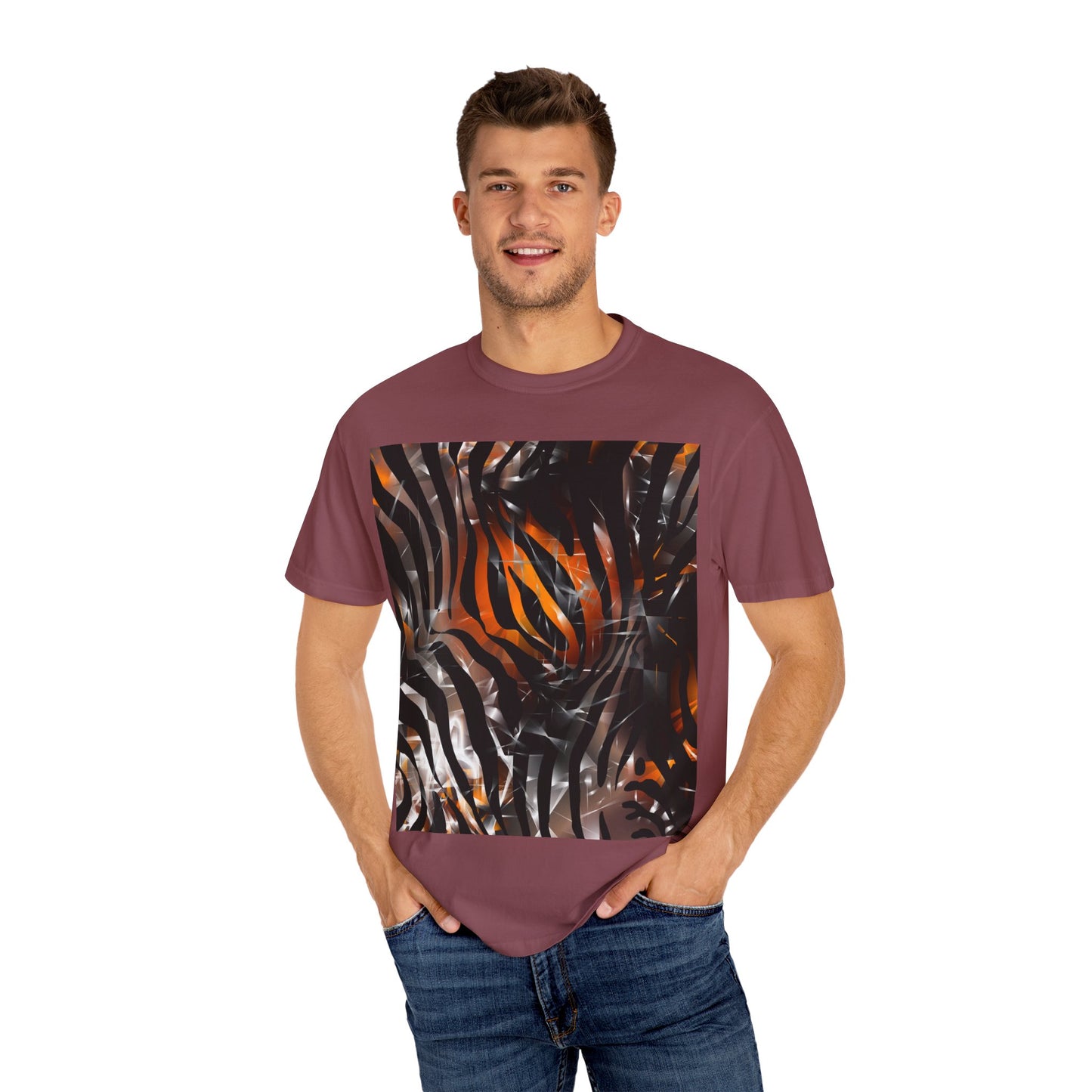 Vibrant Jungle Print Unisex Garment-Dyed T-Shirt