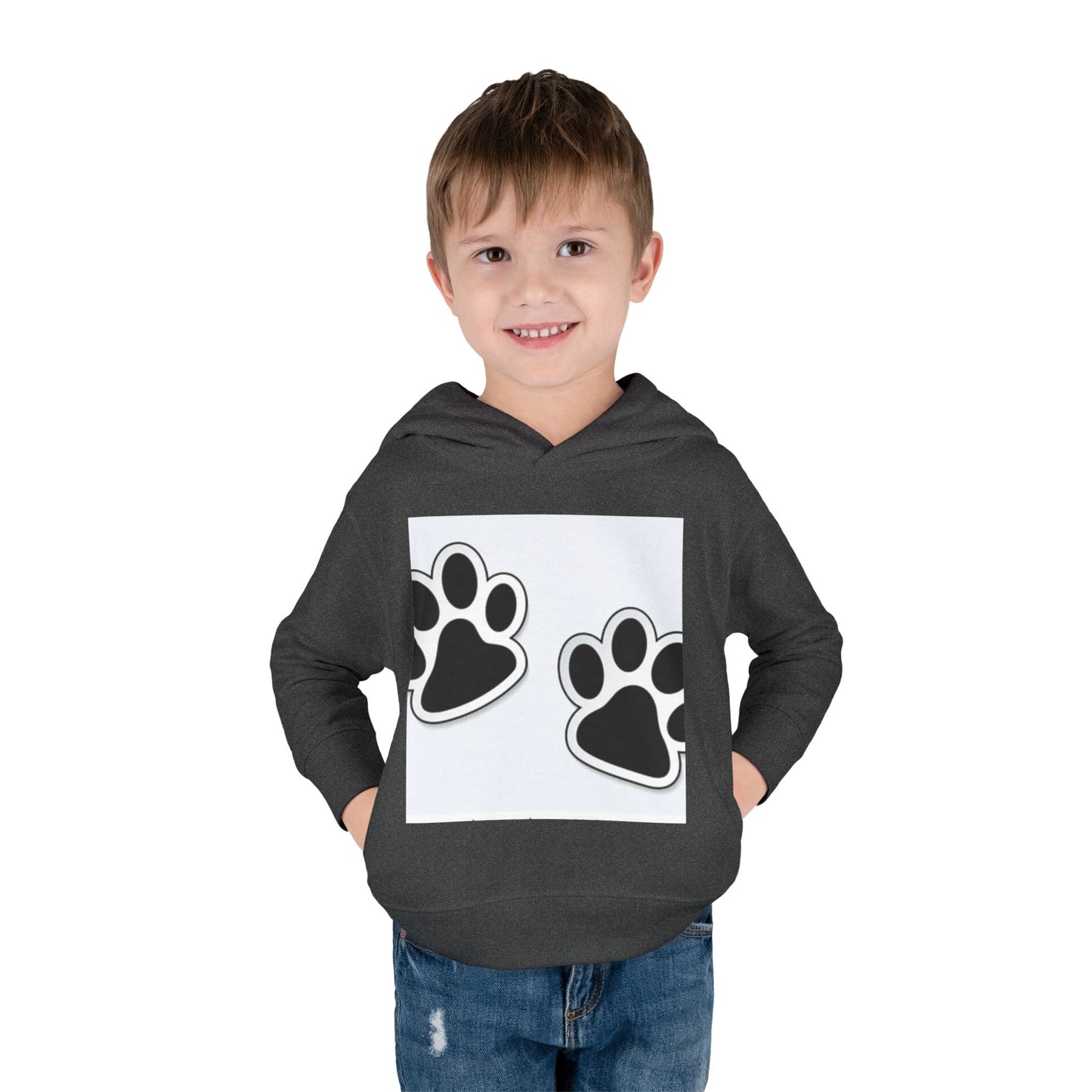 Wildlife Pattern Toddler Pullover Fleece Hoodie - Playful Animal Design for Kids