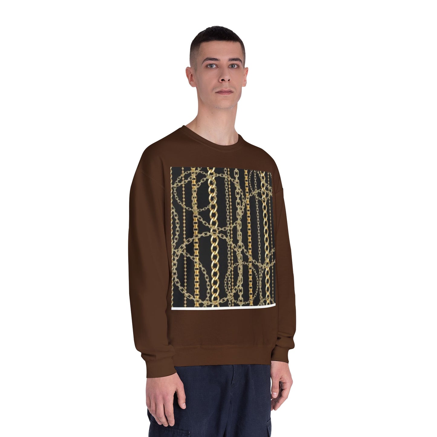 Chic Chain Pattern Unisex Crewneck Sweatshirt - Fashionable & Comfortable