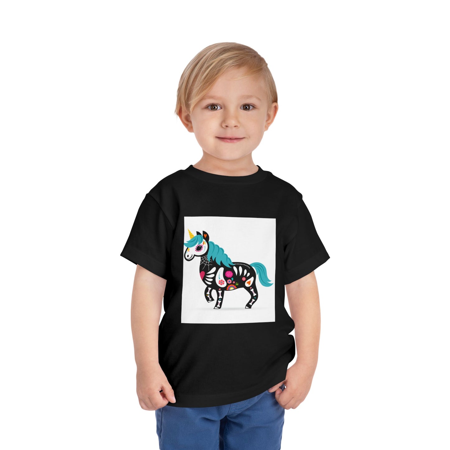 Toddler Skeleton Unicorn Tee - Cute Halloween Short Sleeve Shirt