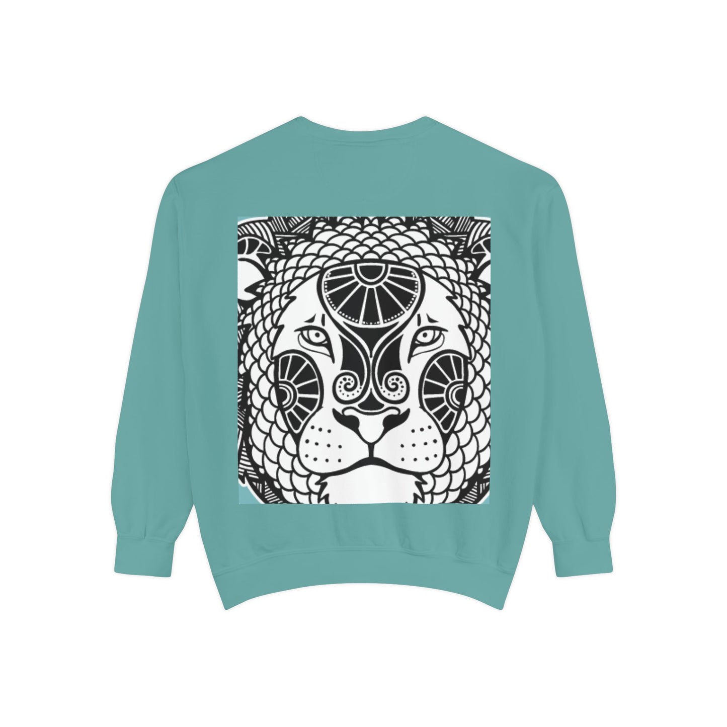 Bohemian Lion Unisex Garment-Dyed Sweatshirt - Cozy & Stylish Animal Graphic Tee for Nature Lovers