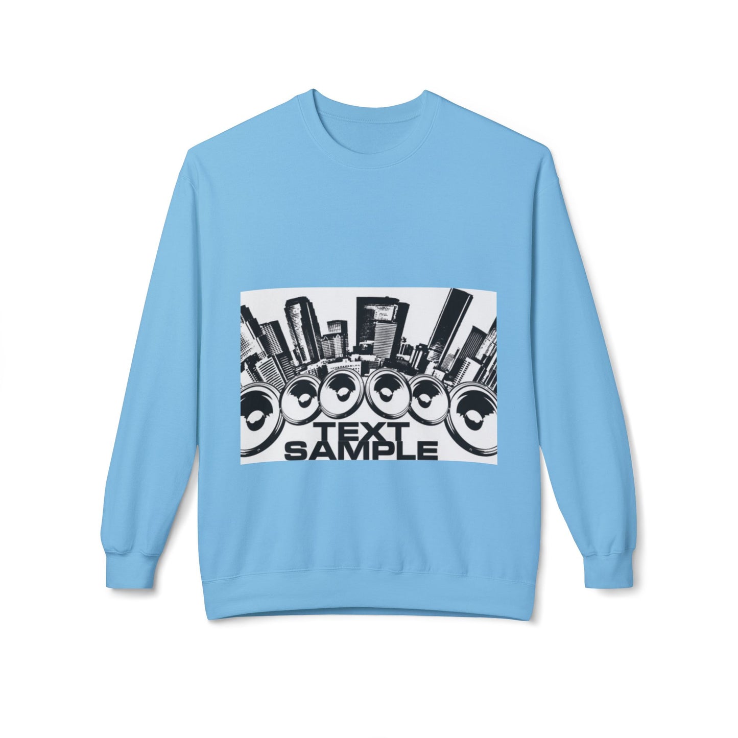 Urban Vibe Sound Wave Crewneck Sweatshirt - Unisex Fleece with Cityscape Design