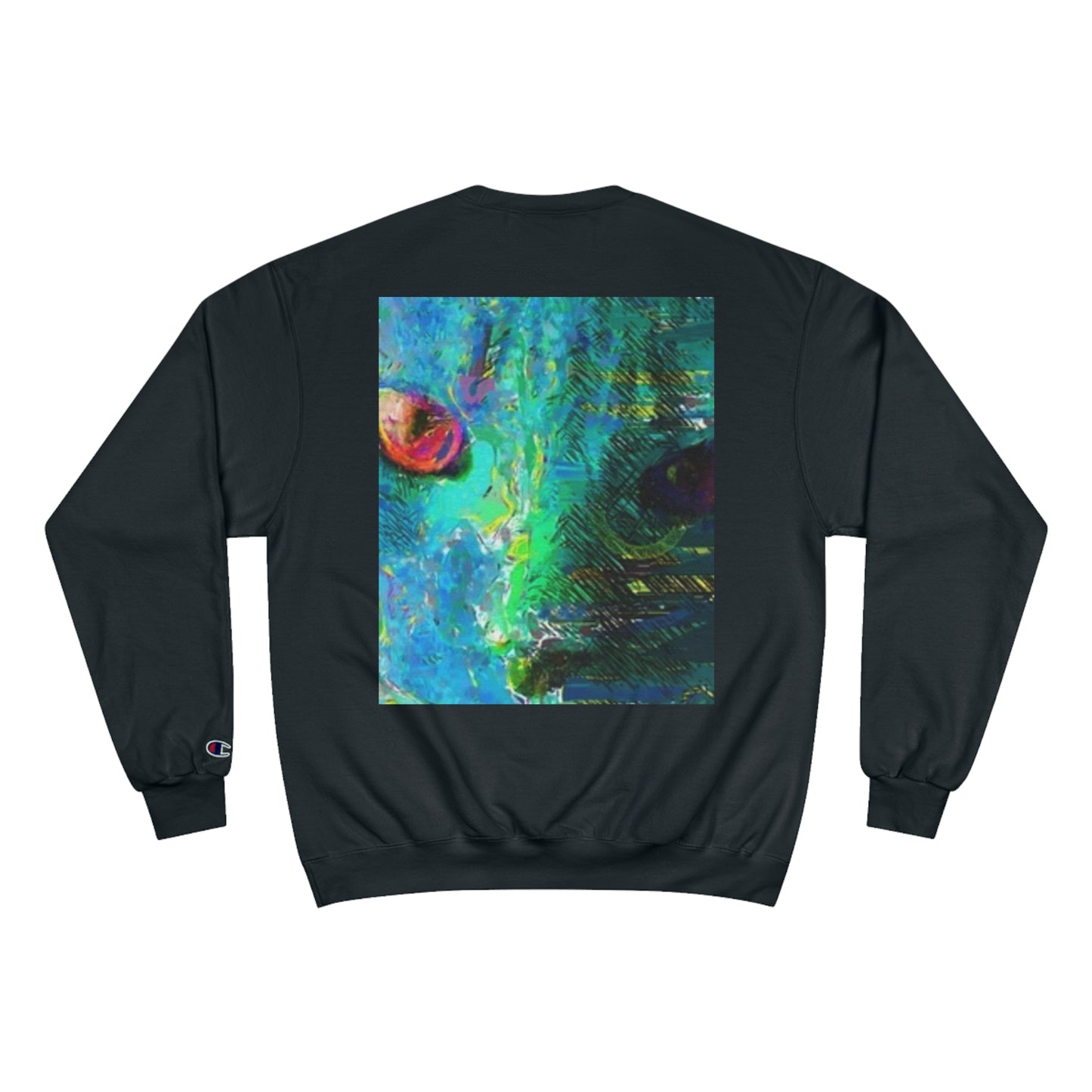Vibrant Artistic Champion Sweatshirt with Eye Design