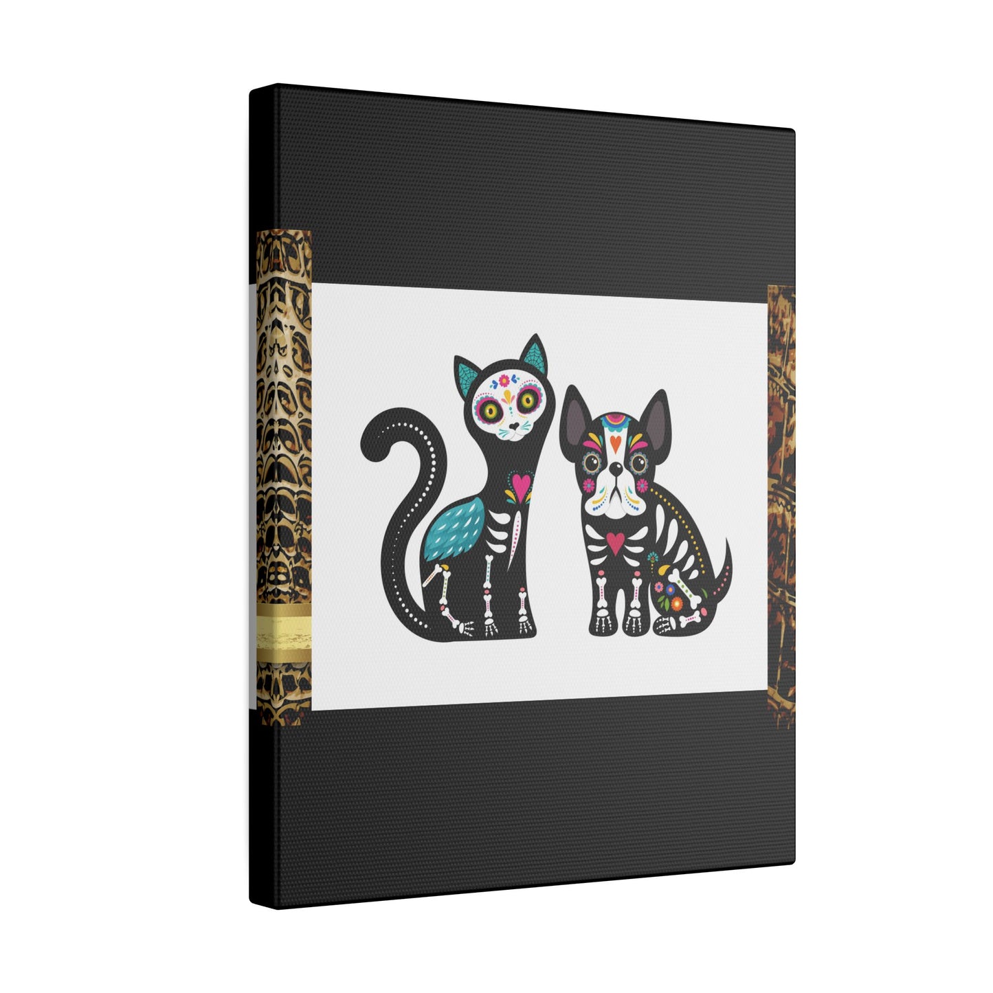 Day of the Dead Pet Canvas Art - Colorful Cat and Dog Wall Decor