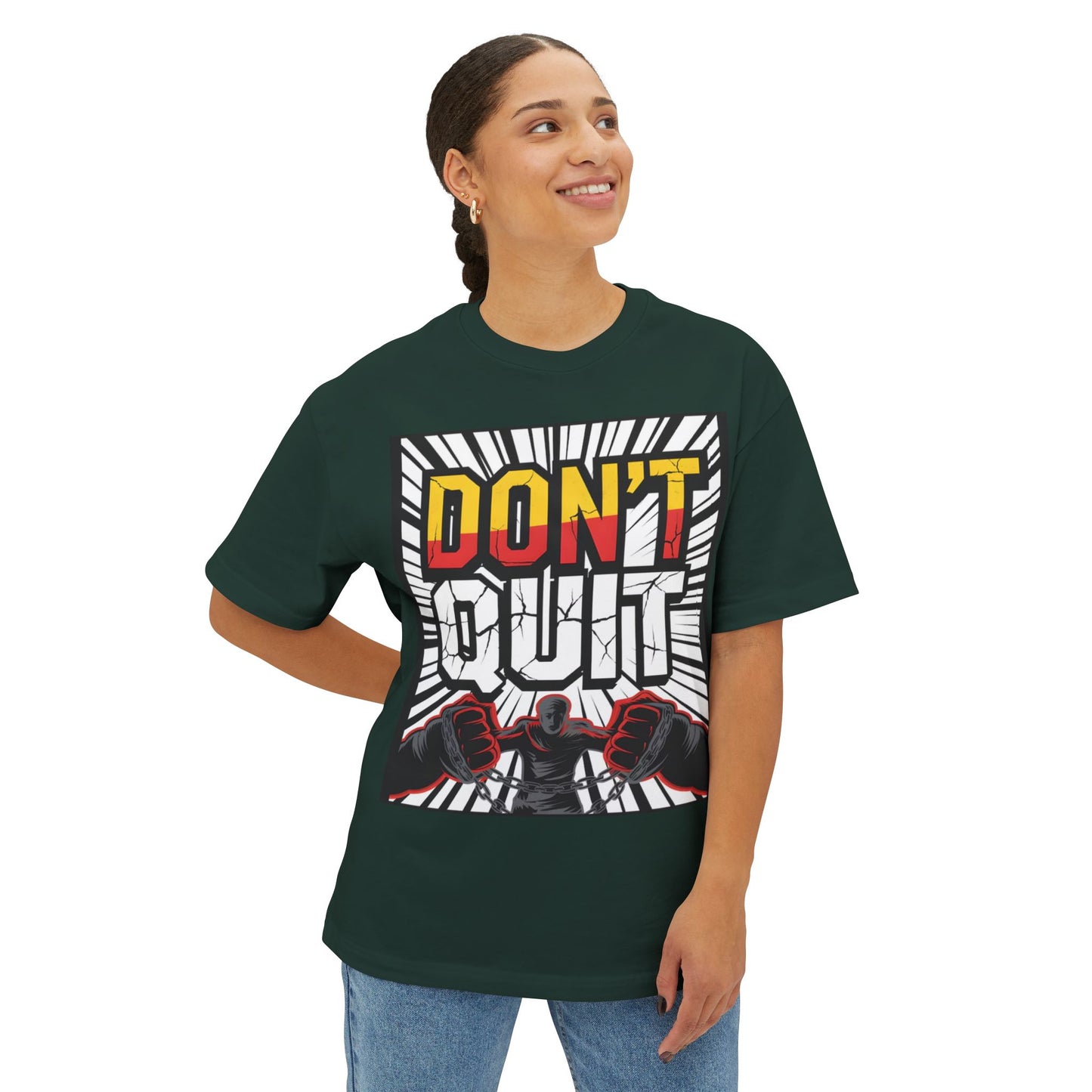 Motivational Oversized Tee - Don't Quit Graphic