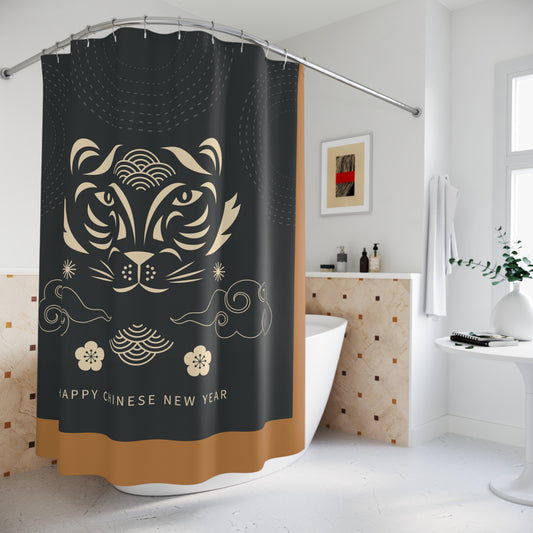Chinese New Year Tiger Shower Curtain - Festive Bathroom Decor for Lunar New Year