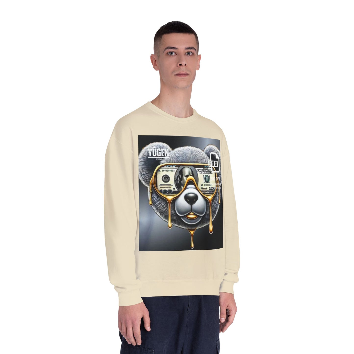 Yūgen Bear Drip Unisex Crewneck Sweatshirt - Cozy Streetwear