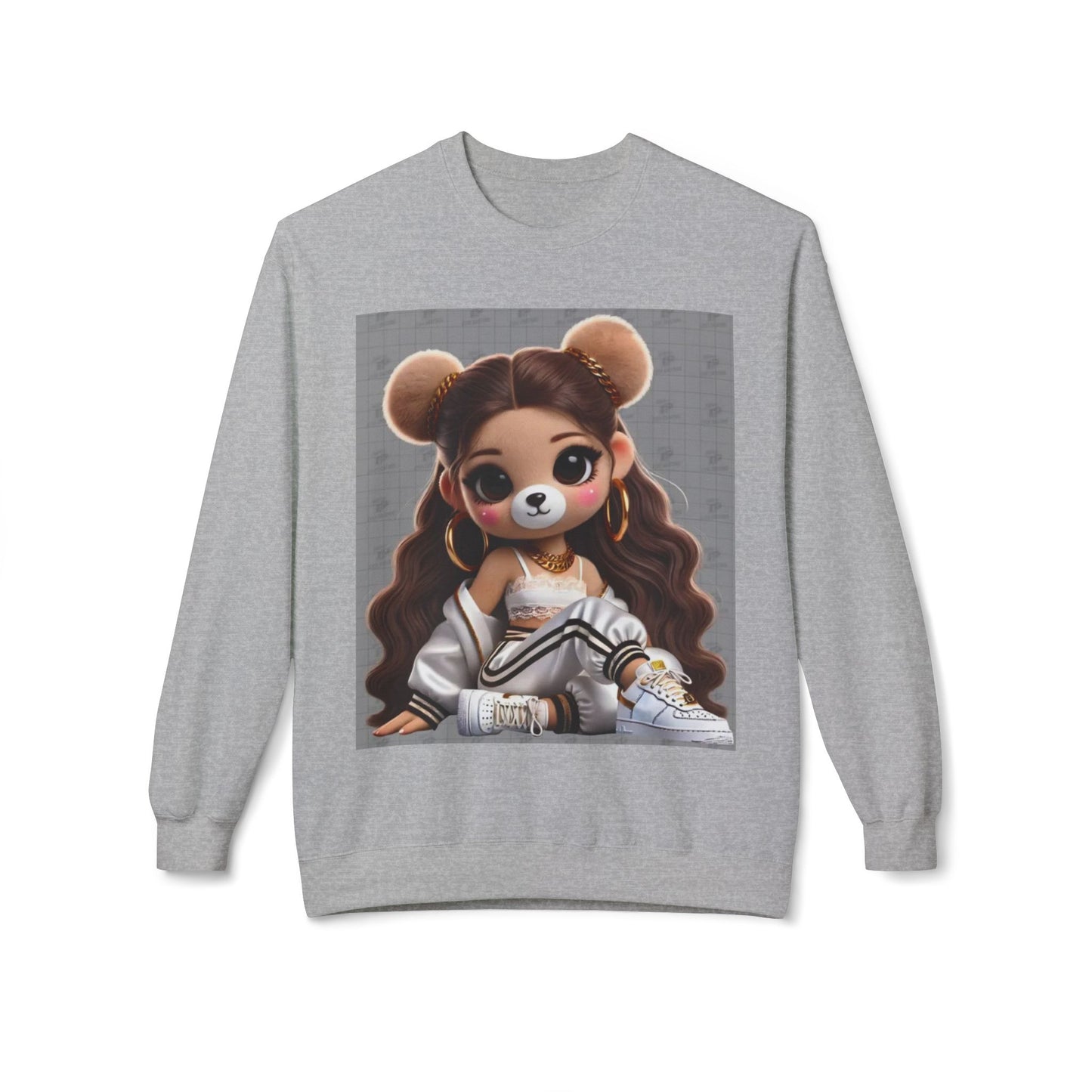 Cute Cartoon Bear Sweatshirt - Unisex Midweight Fleece Crewneck