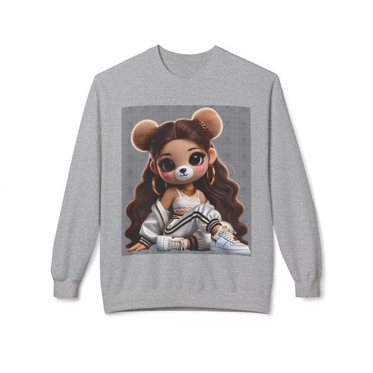 Cute Cartoon Bear Sweatshirt - Unisex Midweight Fleece Crewneck