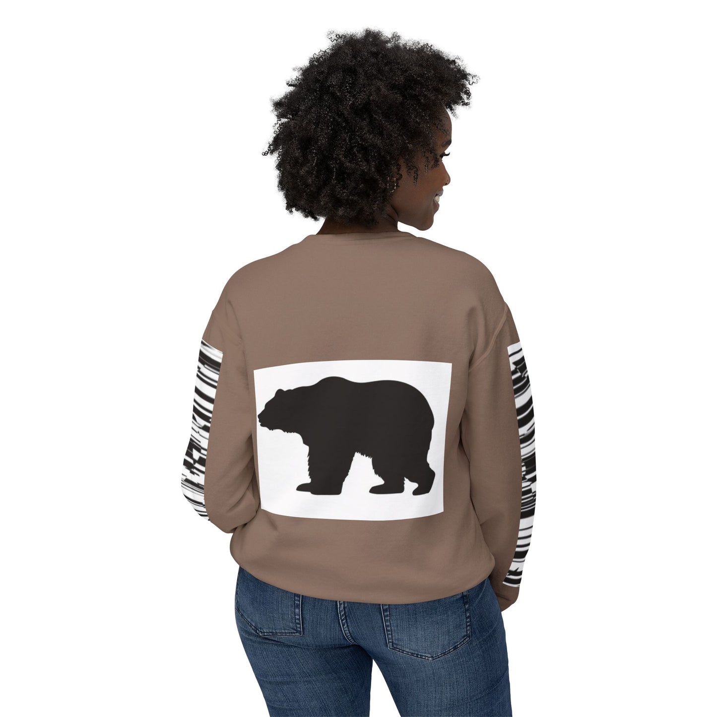 Stylish Bear Graphic Unisex Lightweight Crewneck Sweatshirt
