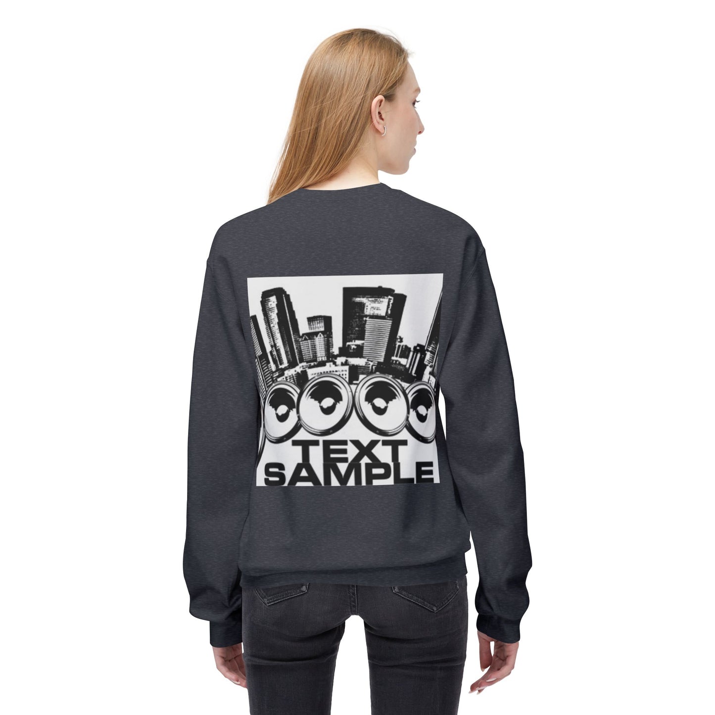 Urban Vibe Sound Wave Crewneck Sweatshirt - Unisex Fleece with Cityscape Design