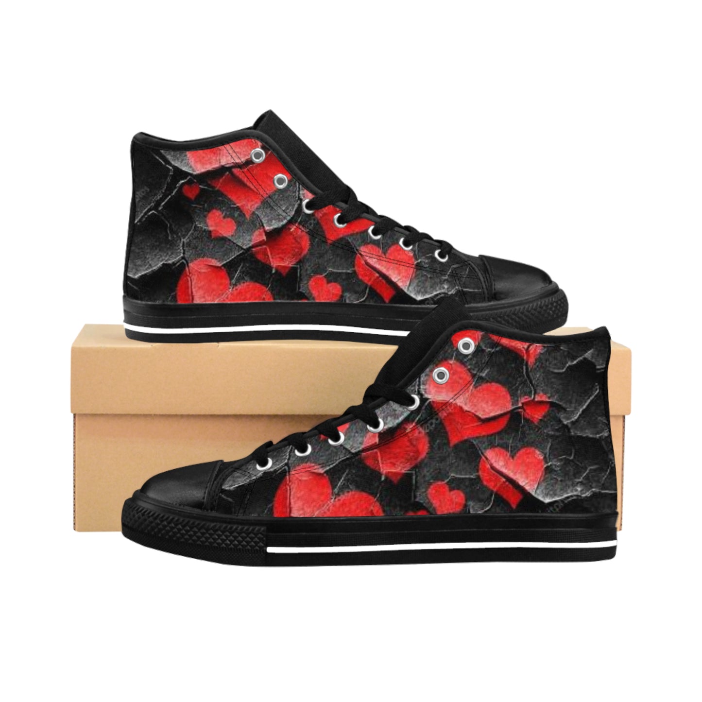 Heart Print Classic High-Top Sneakers for Women