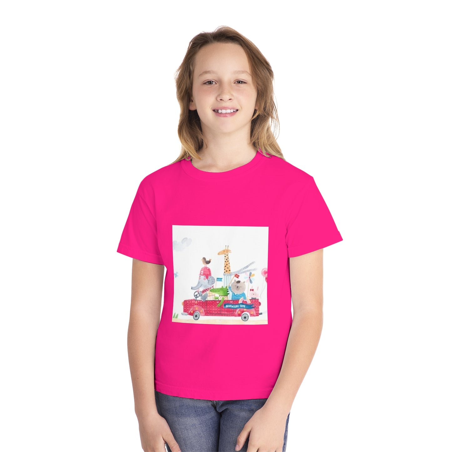 Fun Animal Adventure Youth Midweight Tee - Colorful Kids Tee for Playtime