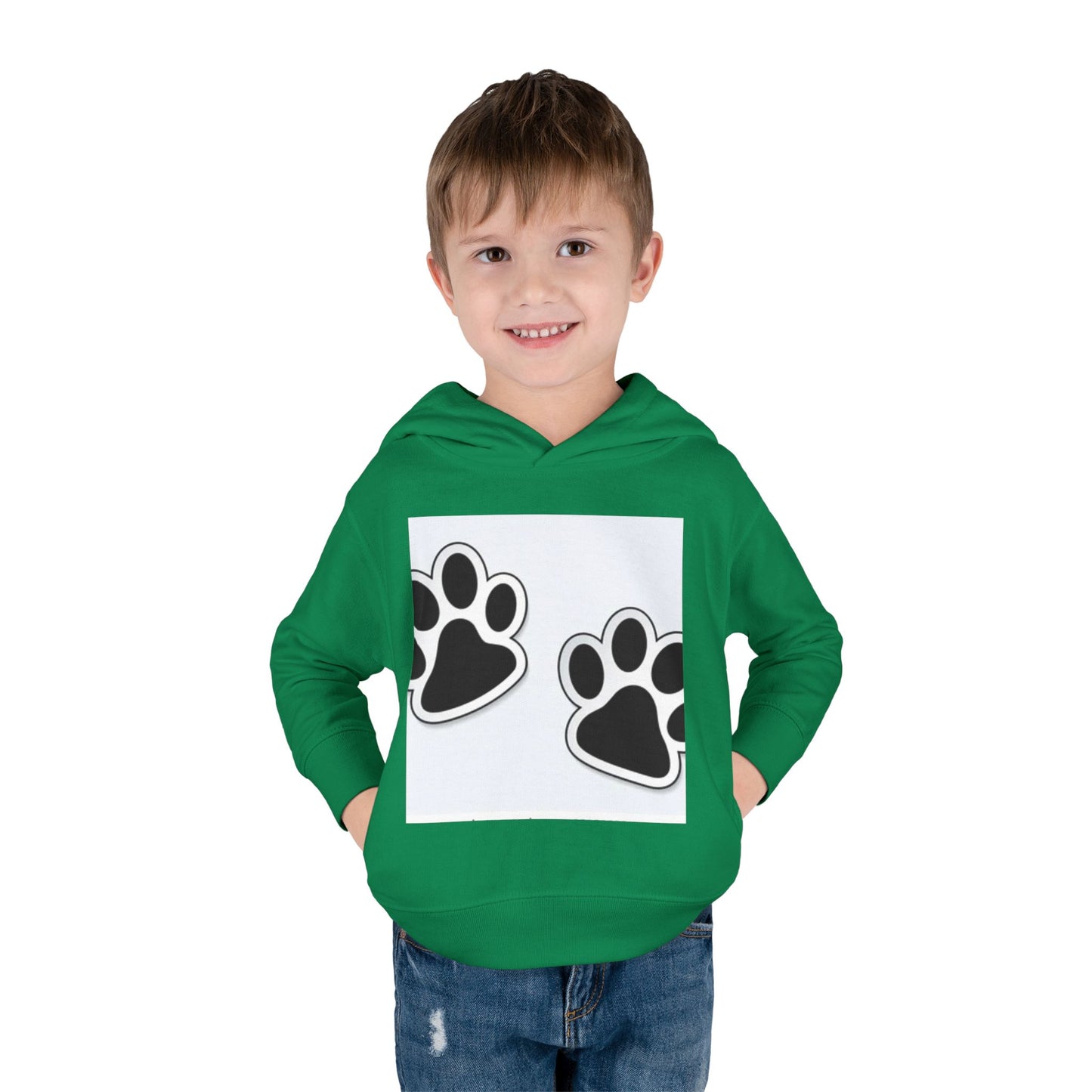 Wildlife Pattern Toddler Pullover Fleece Hoodie - Playful Animal Design for Kids