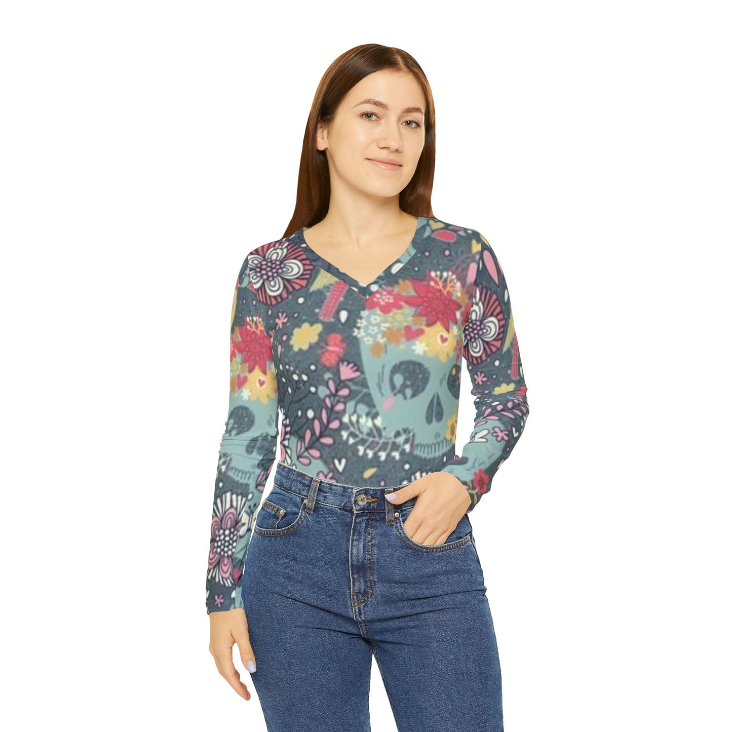 Women's Long Sleeve V-neck Shirt (AOP)