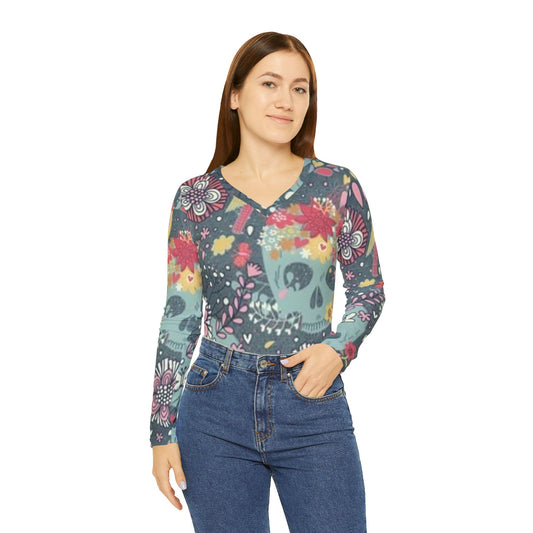 Women's Long Sleeve V-neck Shirt (AOP)