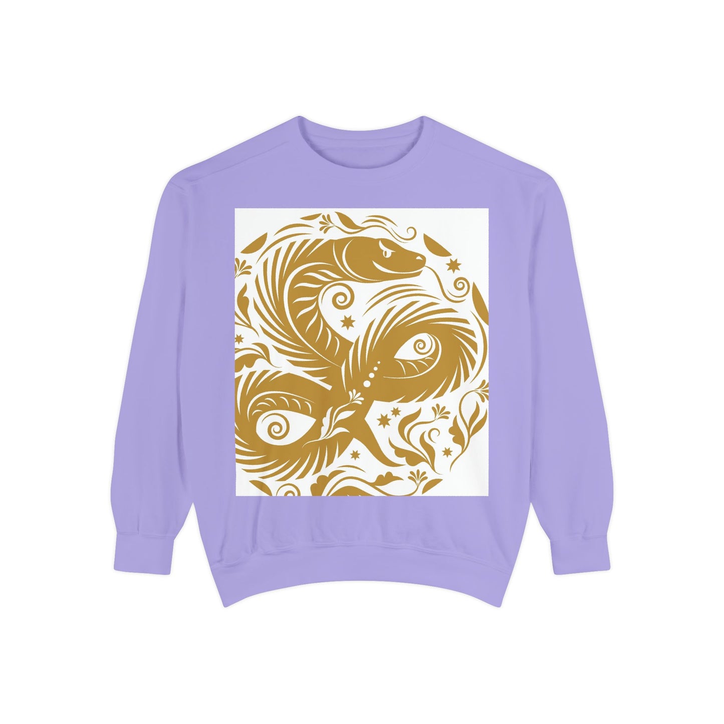 Cultural Vibe Unisex Garment-Dyed Sweatshirt - Tribal Mask & Animal Design