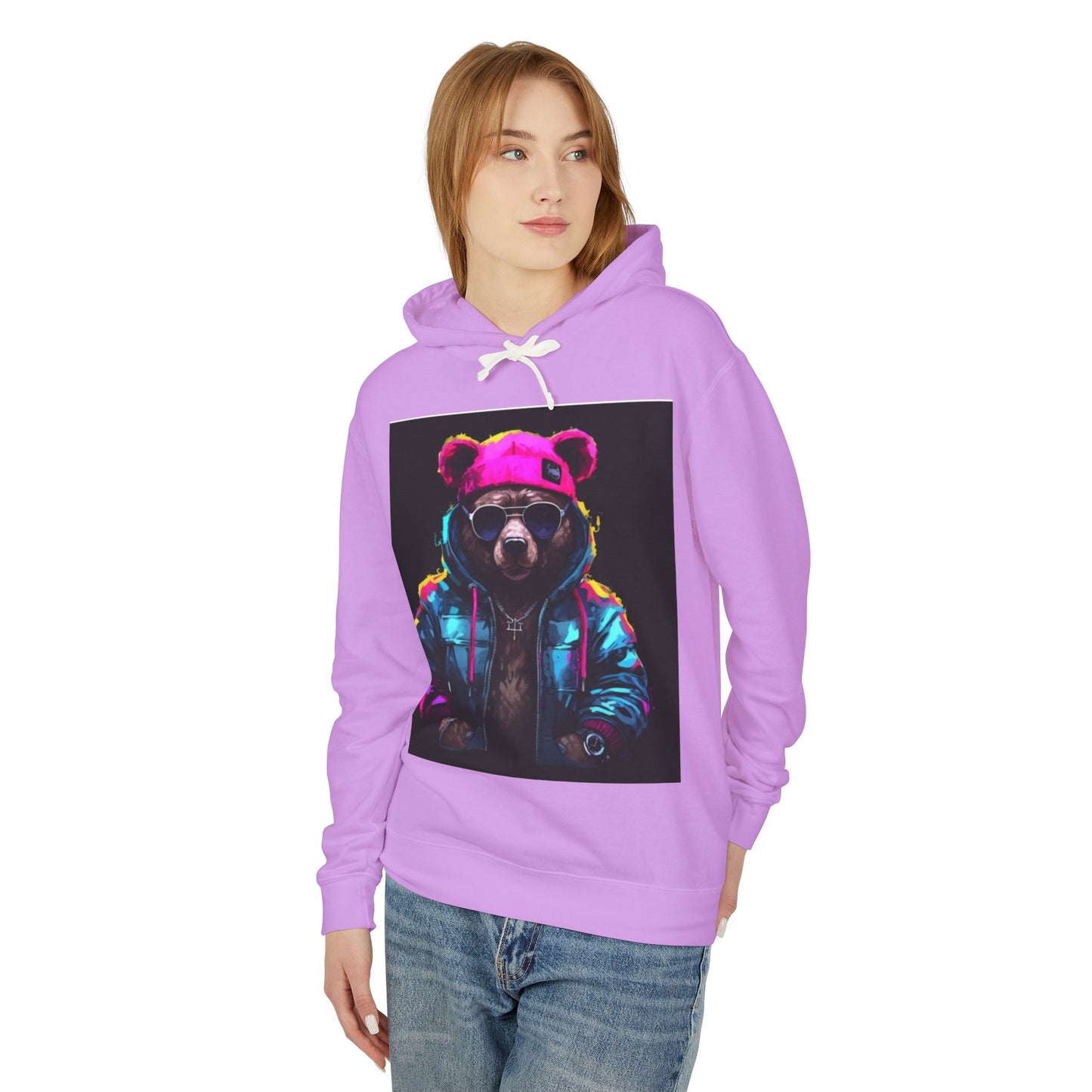 Cool Bear Hoodie - Unisex Lightweight Hooded Sweatshirt with Funky Design