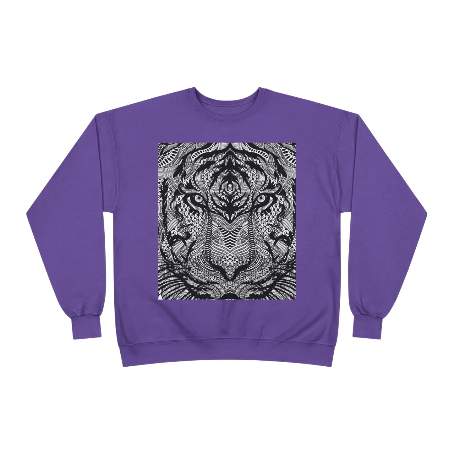 Unisex EcoSmart Tiger Graphic Crewneck Sweatshirt - Bold Black & White Design