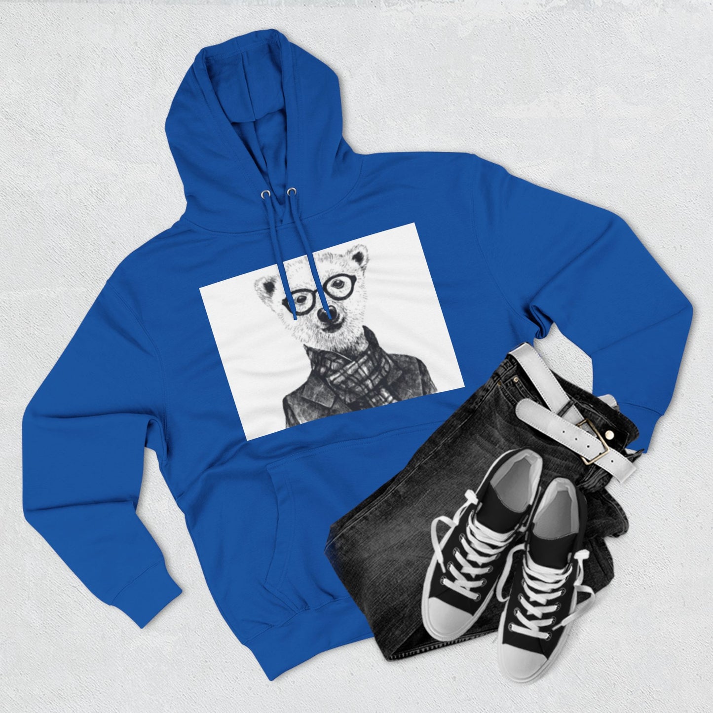 Cute Polar Bear Hoodie - Cozy Fleece with Glasses Design