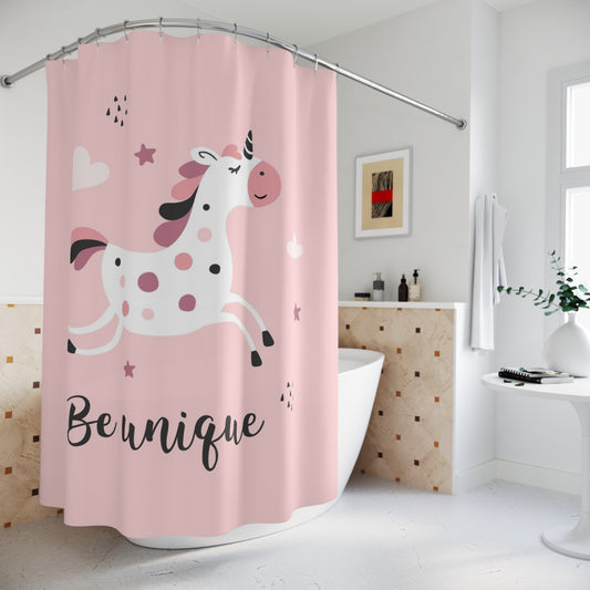 Whimsical Unicorn Shower Curtain - "Be Unique"