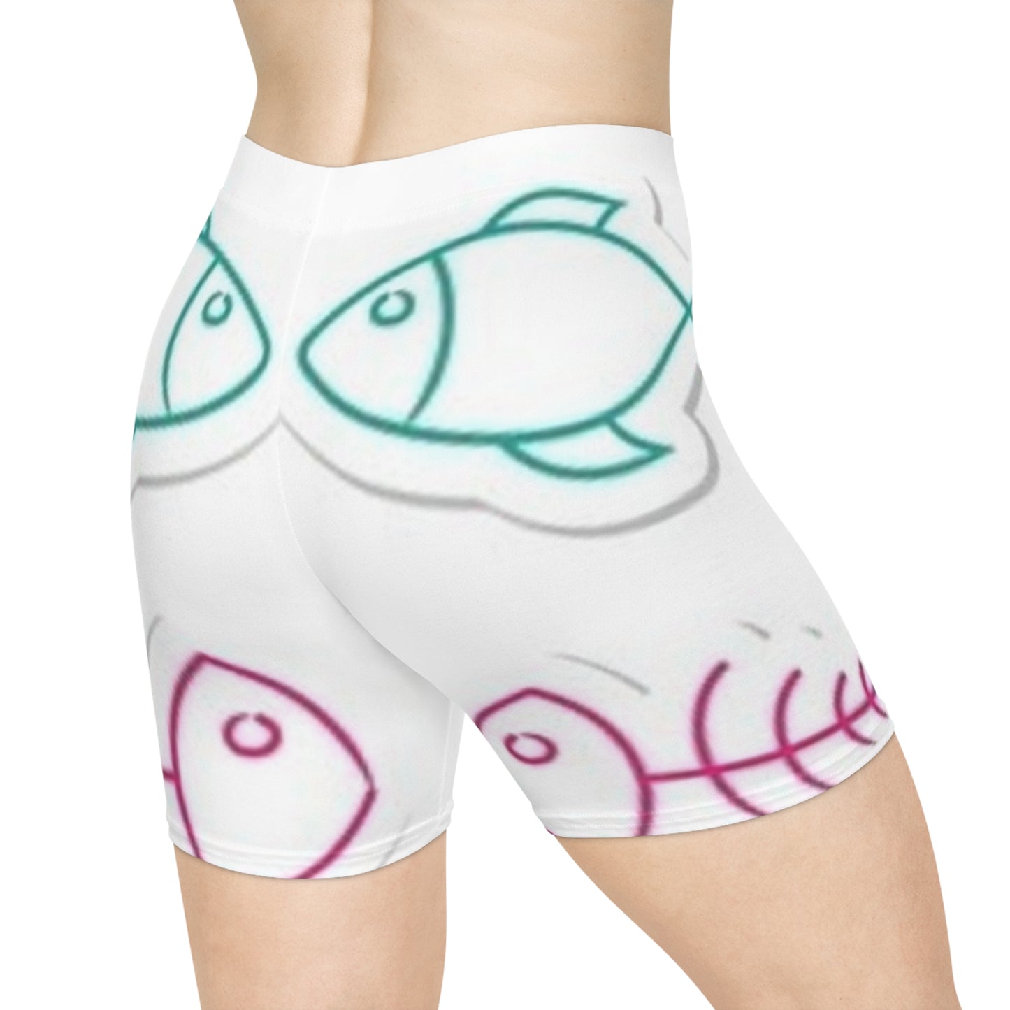 Vibrant Women's Biker Shorts with Fish Design - Perfect for Active Lifestyles