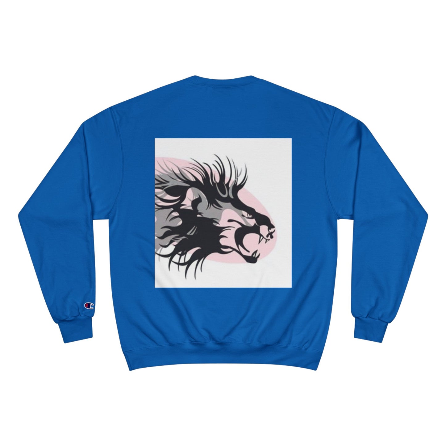 Fierce Lion Champion Sweatshirt - Bold Graphic, Unisex Casualwear