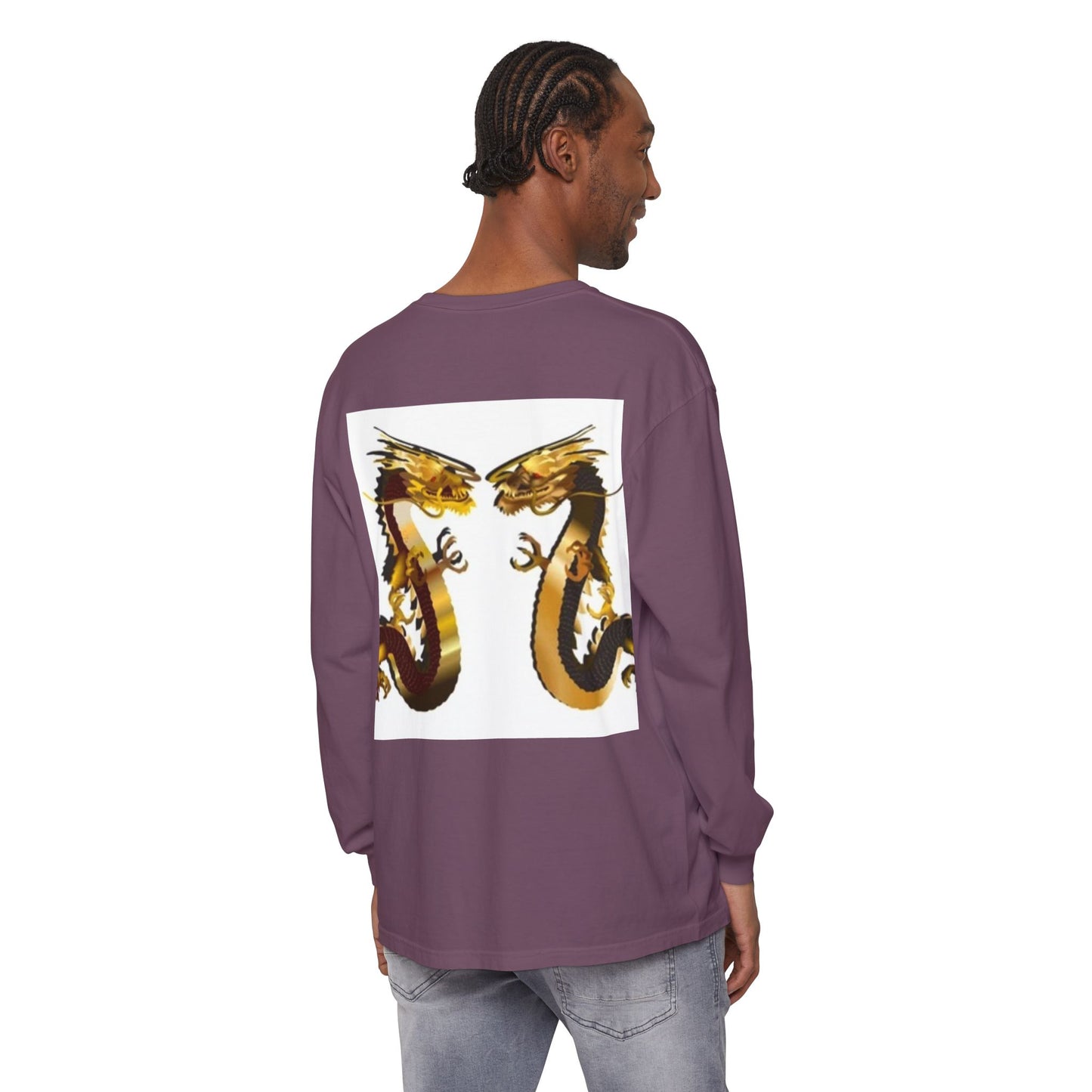 Dragon Duel Unisex Long Sleeve T-Shirt - Garment-Dyed Art Tee